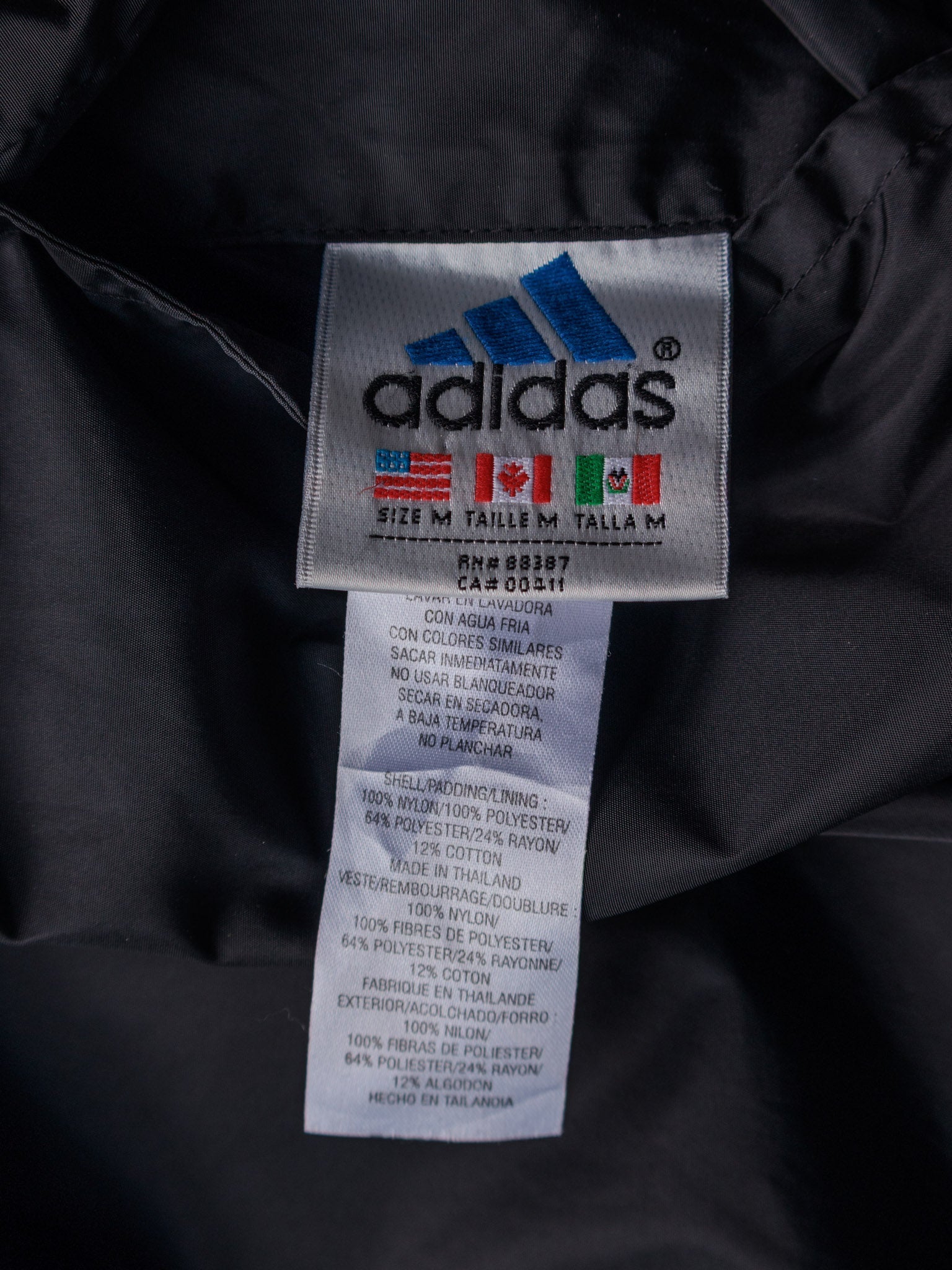 Vintage Grey & Black Adidas Reversible Spell Out Hooded Jacket (M)