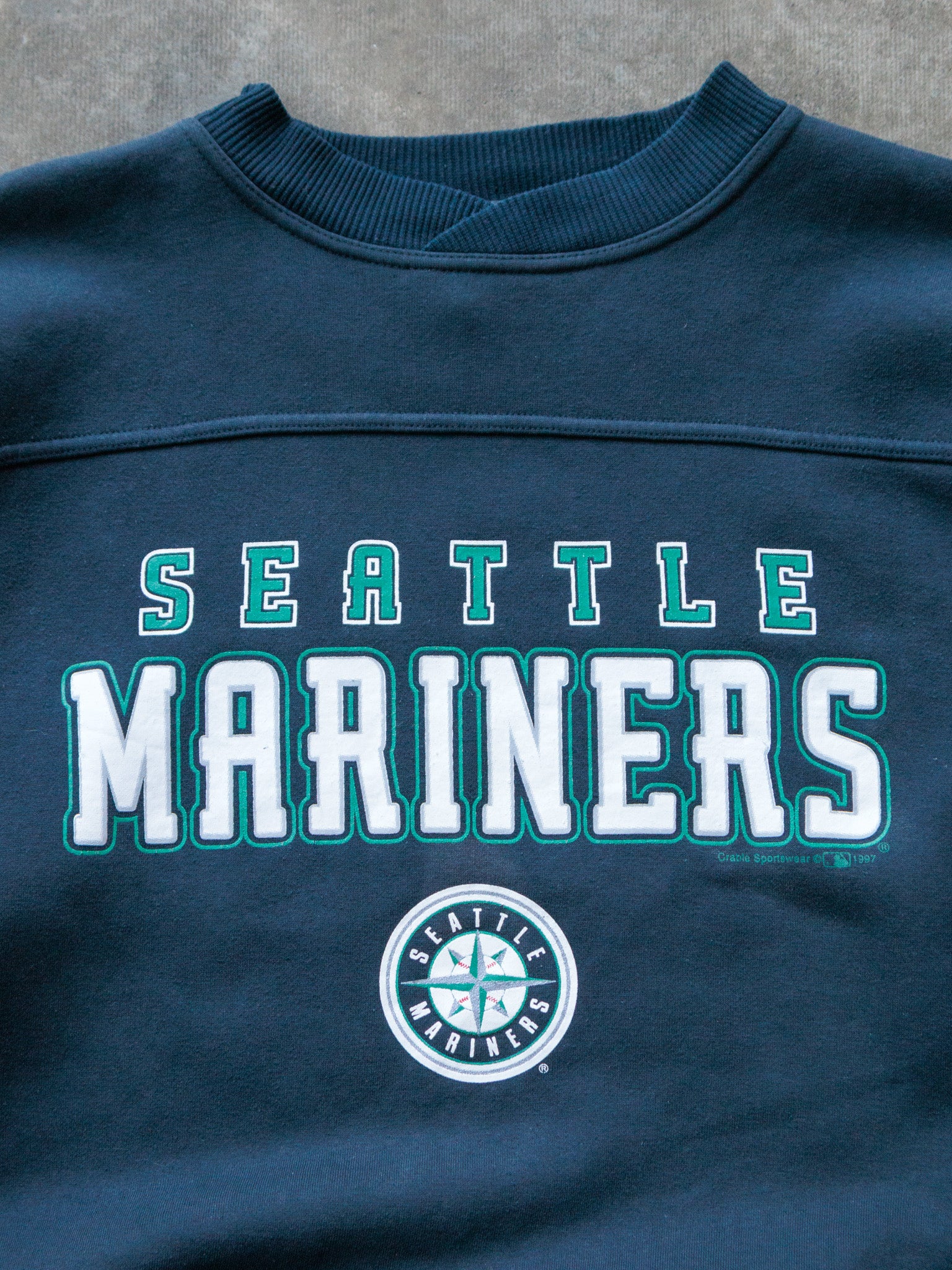 Vintage 1997 Navy Seattle Mariners Crable Sportswear Sweatshirt (XL)