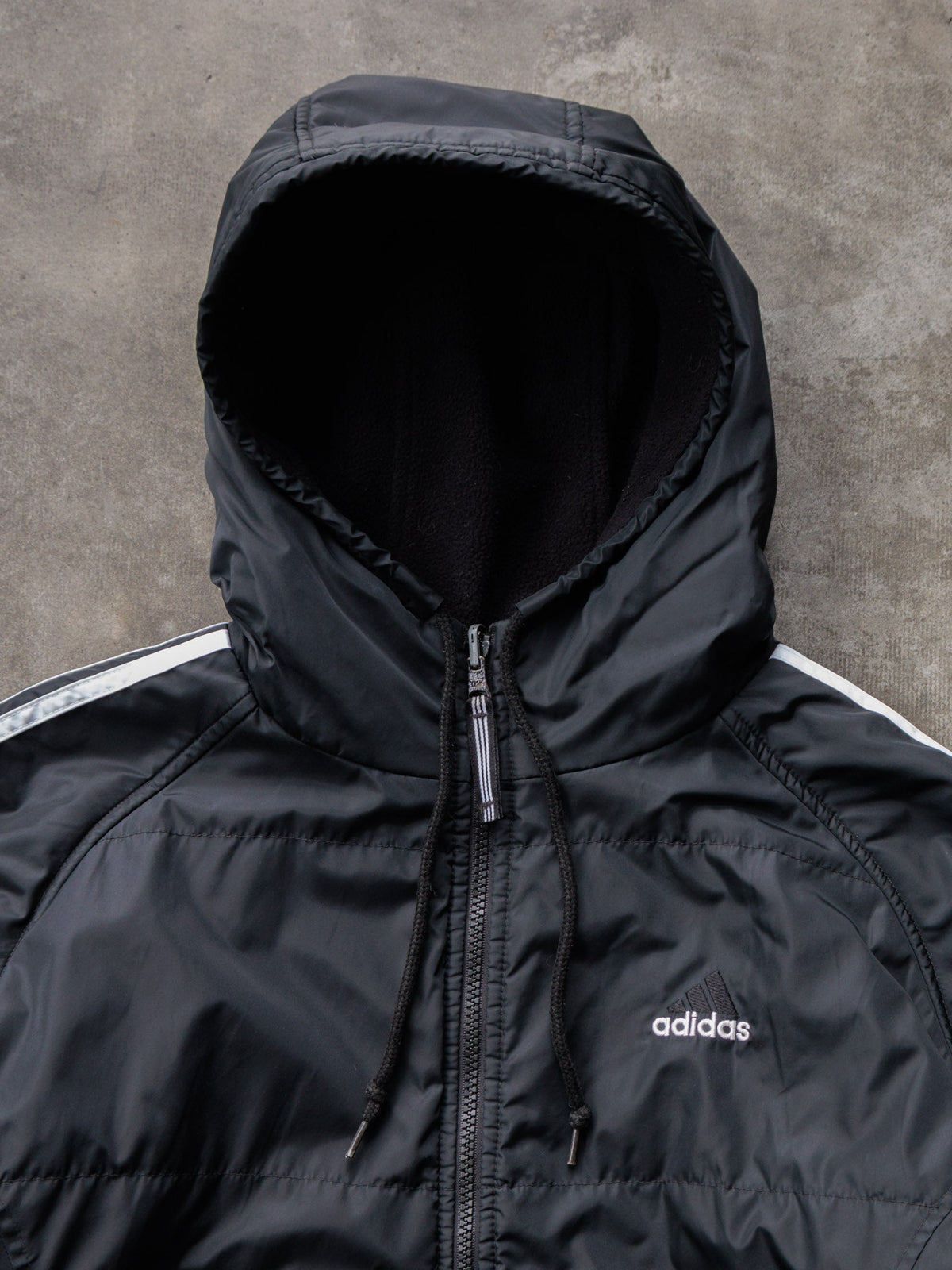 Vintage Black Adidas Reversible 3-Stripe Hooded Jacket (S)