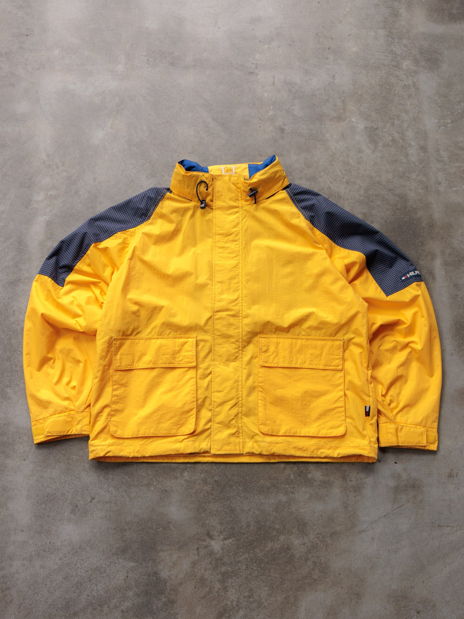 Vintage 90s Yellow Tommy Hilfiger Colourblock Windbreaker (XL)