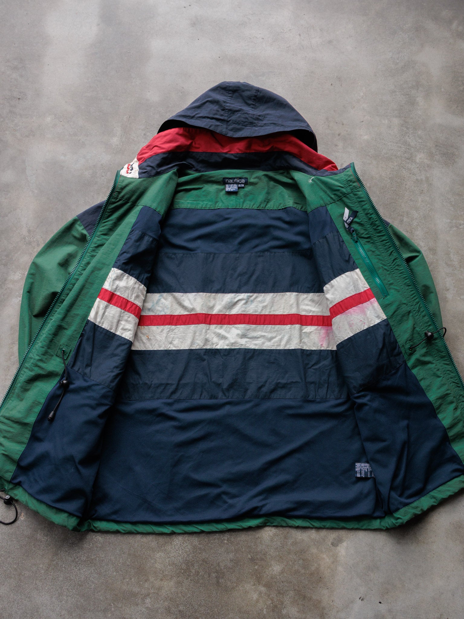 Vintage 90s Green Nautica Colourblock Jacket (XL)