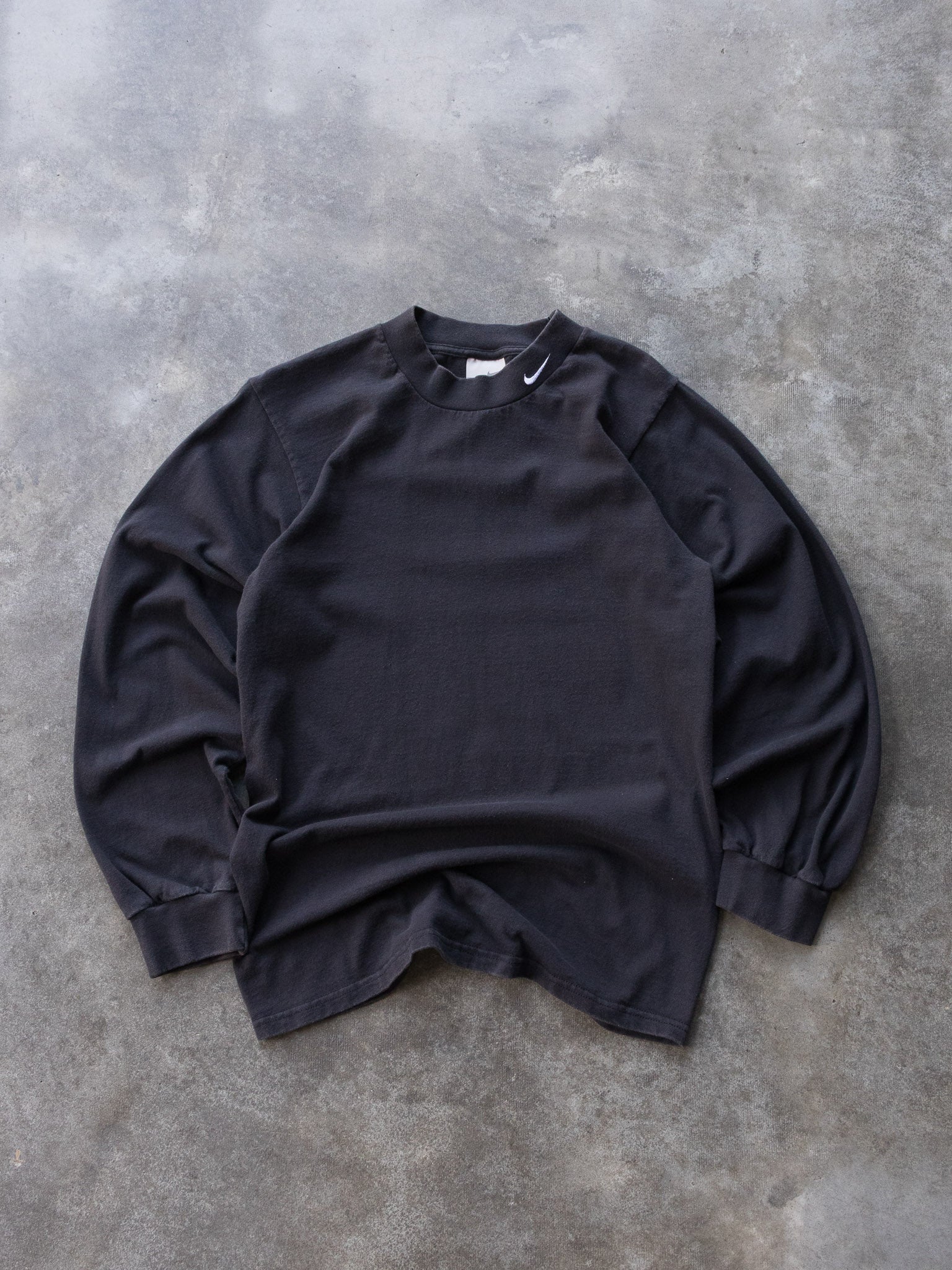 Vintage 00s Black Nike Swoosh Mock Neck Long Sleeve (M)