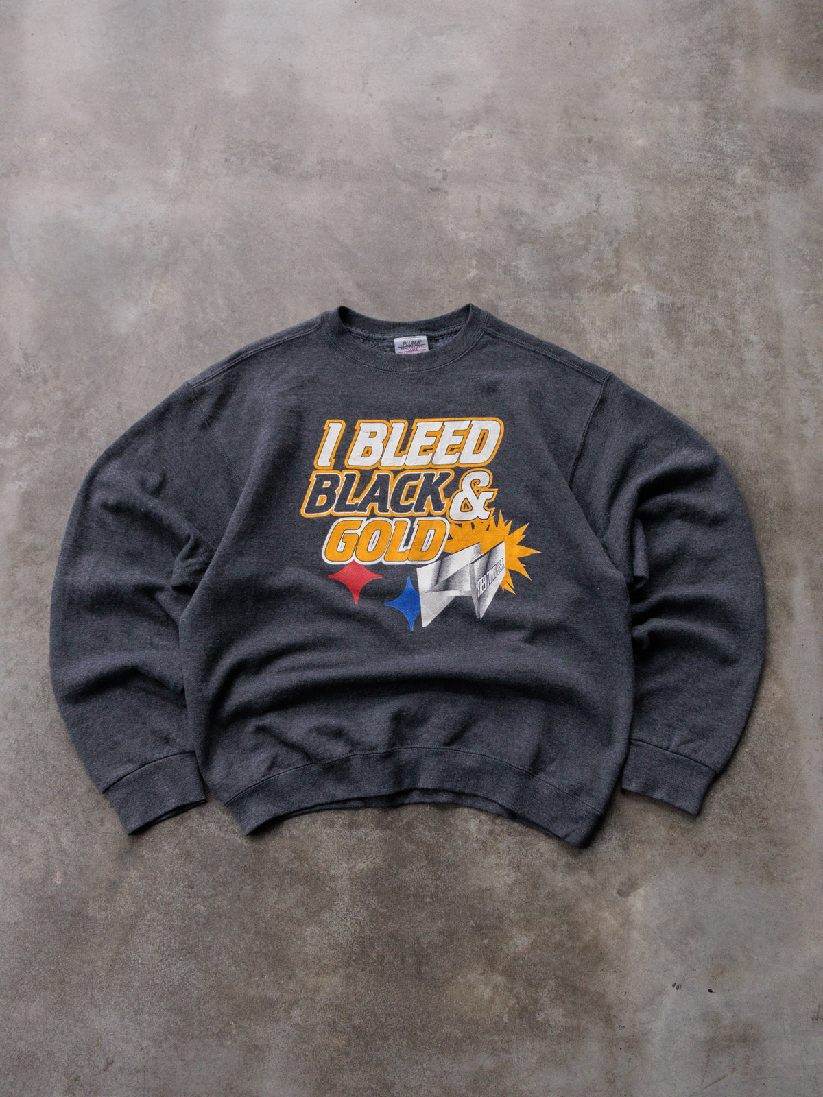 Vintage 90s Grey Pittsburgh Steelers I Bleed Black & Gold Sweatshirt (L)