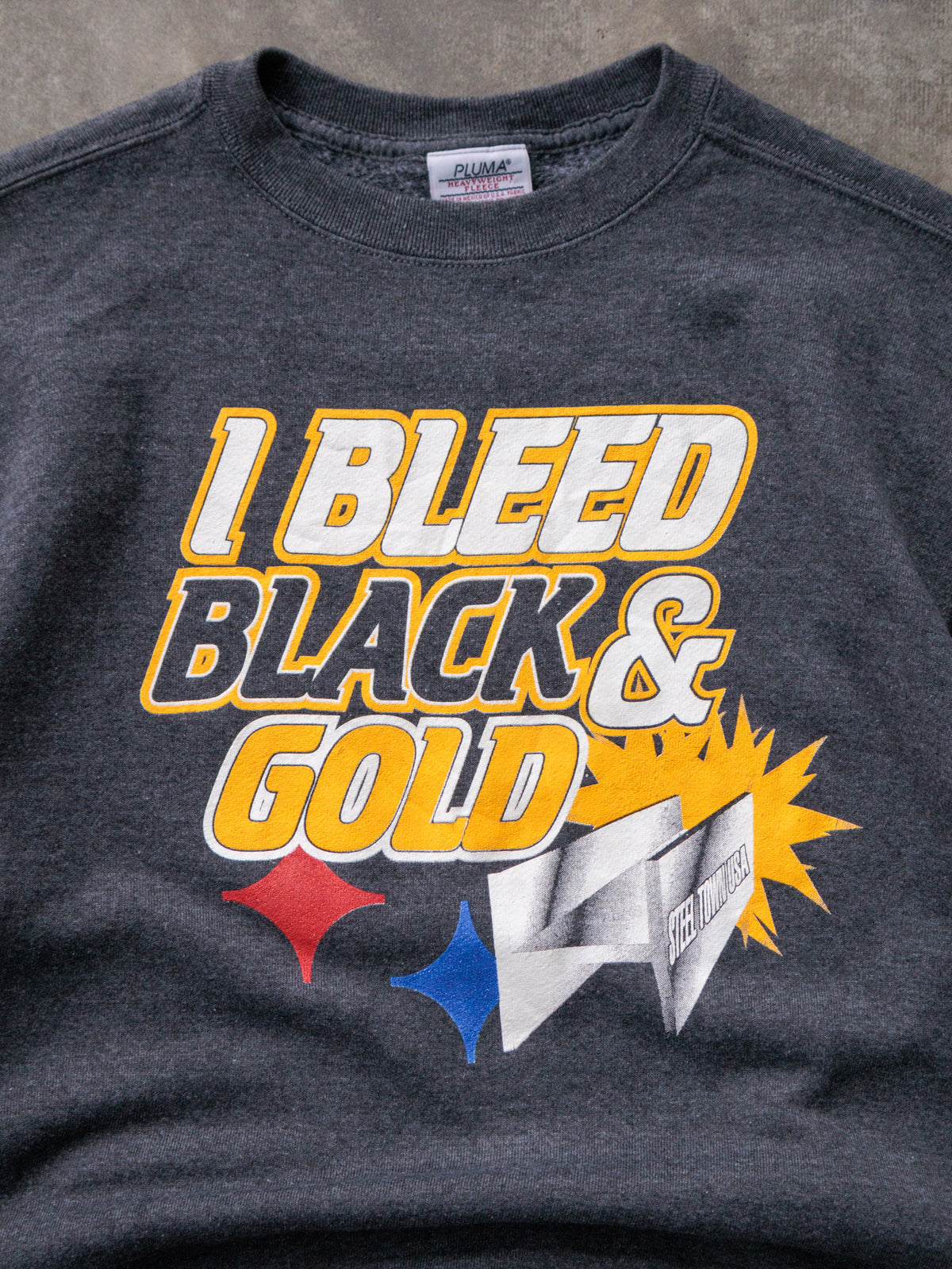 Vintage 90s Grey Pittsburgh Steelers I Bleed Black & Gold Sweatshirt (L)