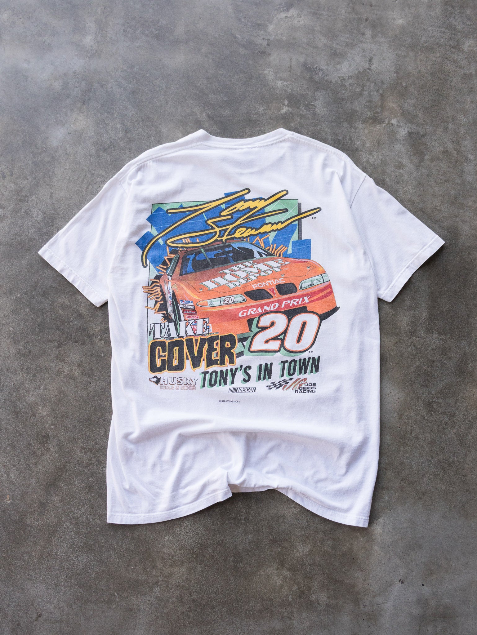 Vintage 1999 White NASCAR Tony Stewart Tee (L)