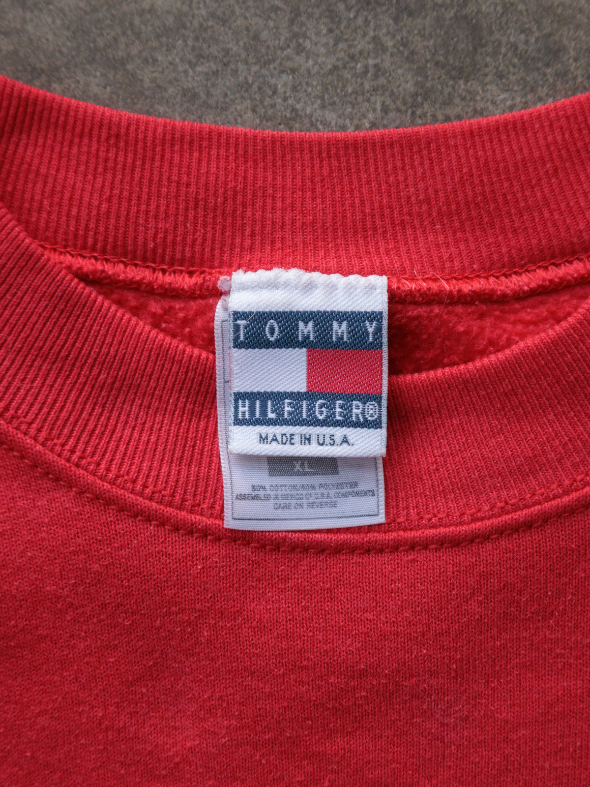 Vintage 90s Red Tommy Hilfiger Crest Sweatshirt (XL)