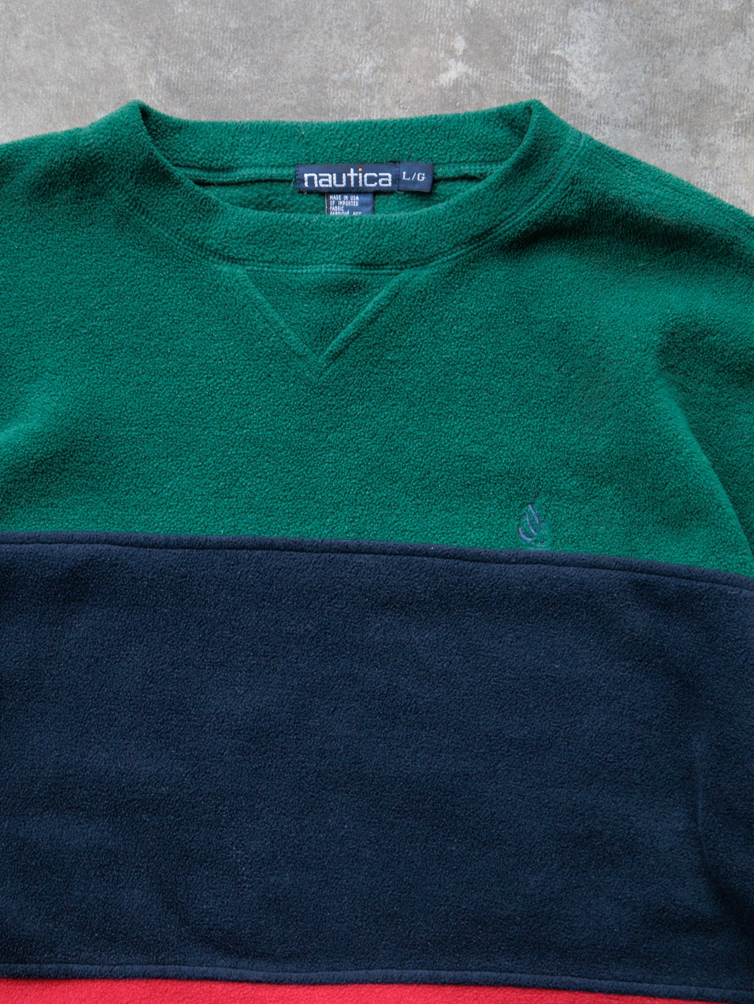 Vintage 90s Green, Navy & Red Nautica Fleece Sweatshirt (L)