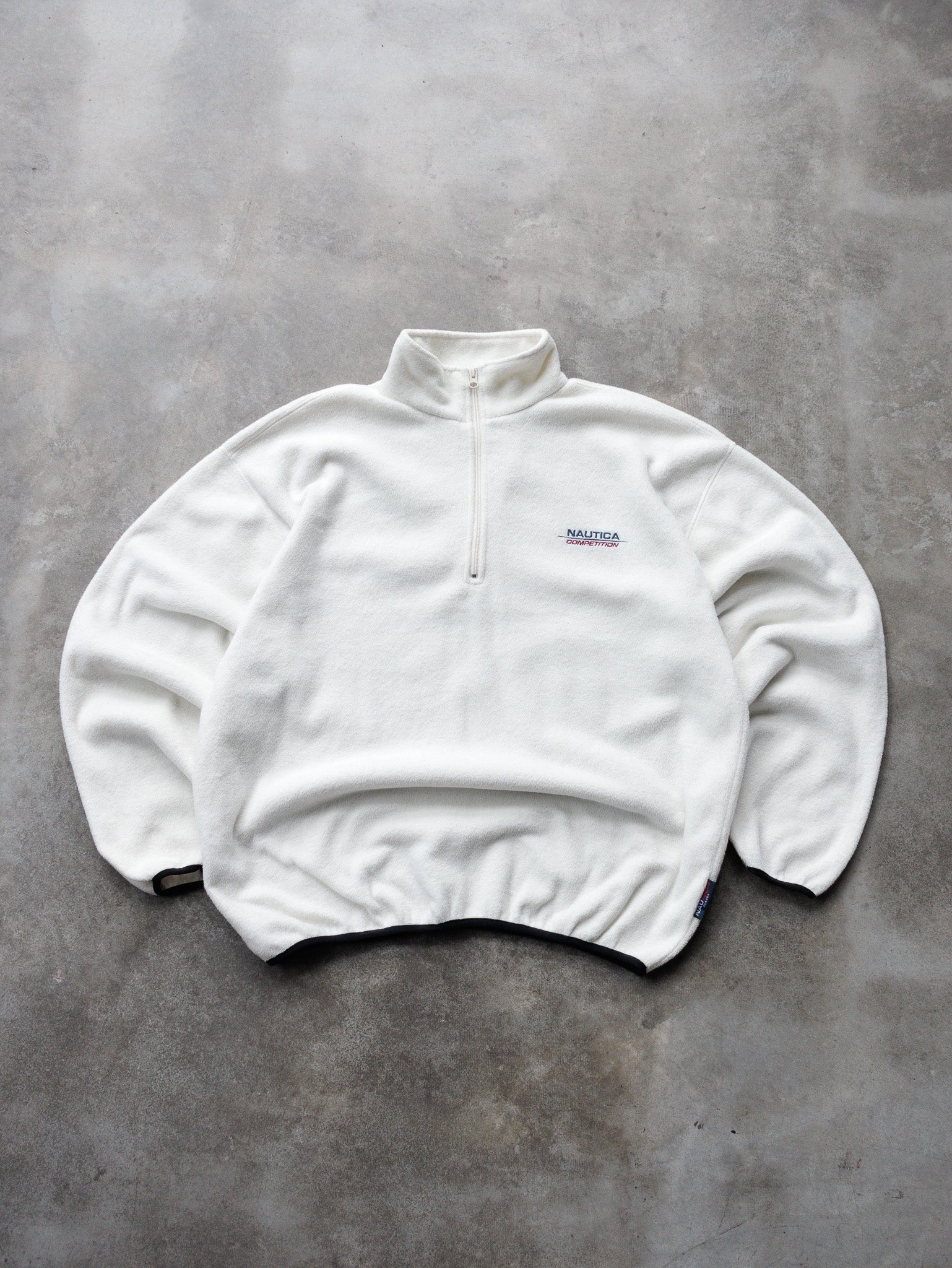 Vintage 90s White Nautica Competition Quarter Zip Fleece (2XL)