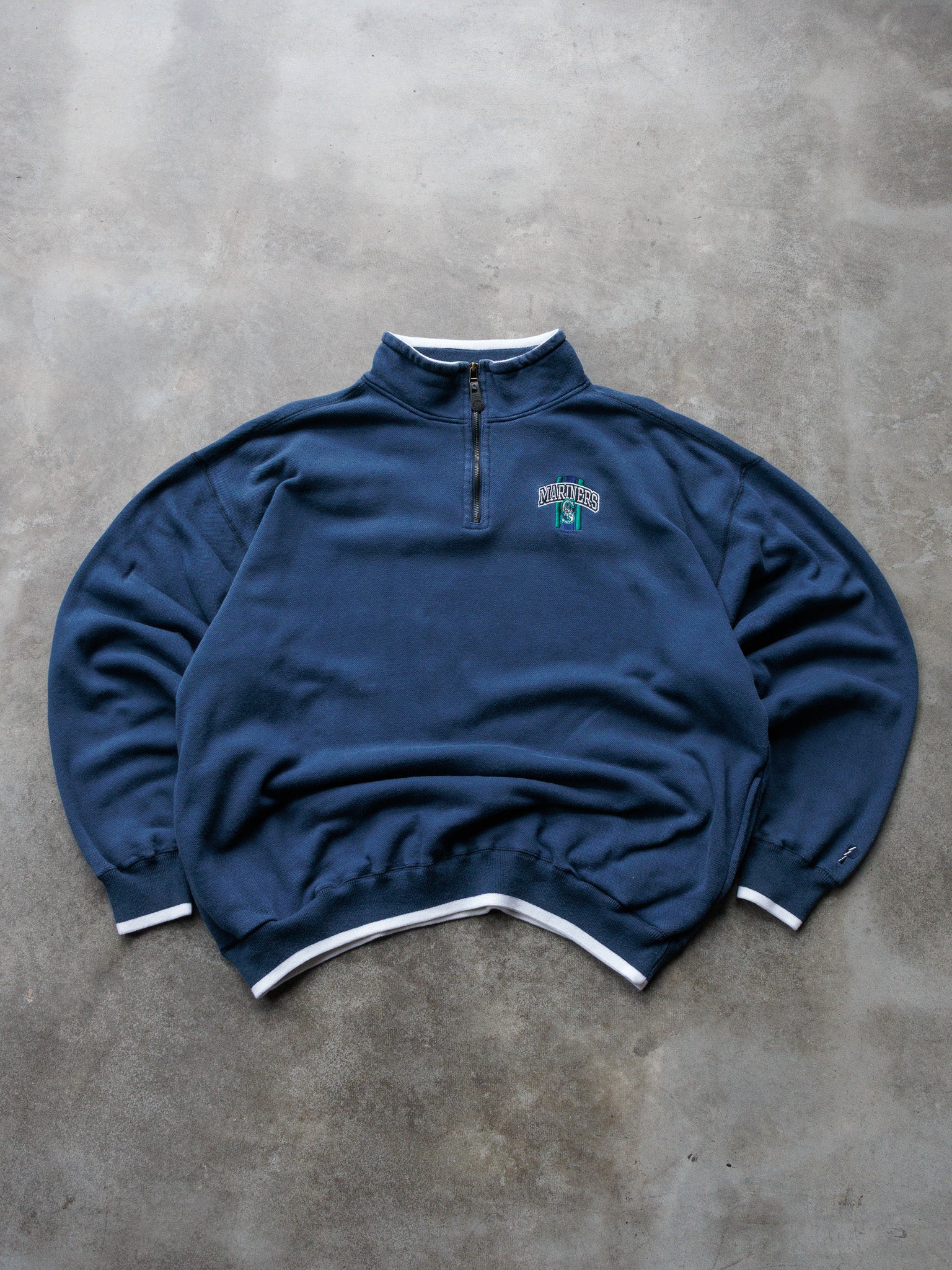 Vintage 90s Navy Seattle Mariners Quarter Zip Sweatshirt (2XL)