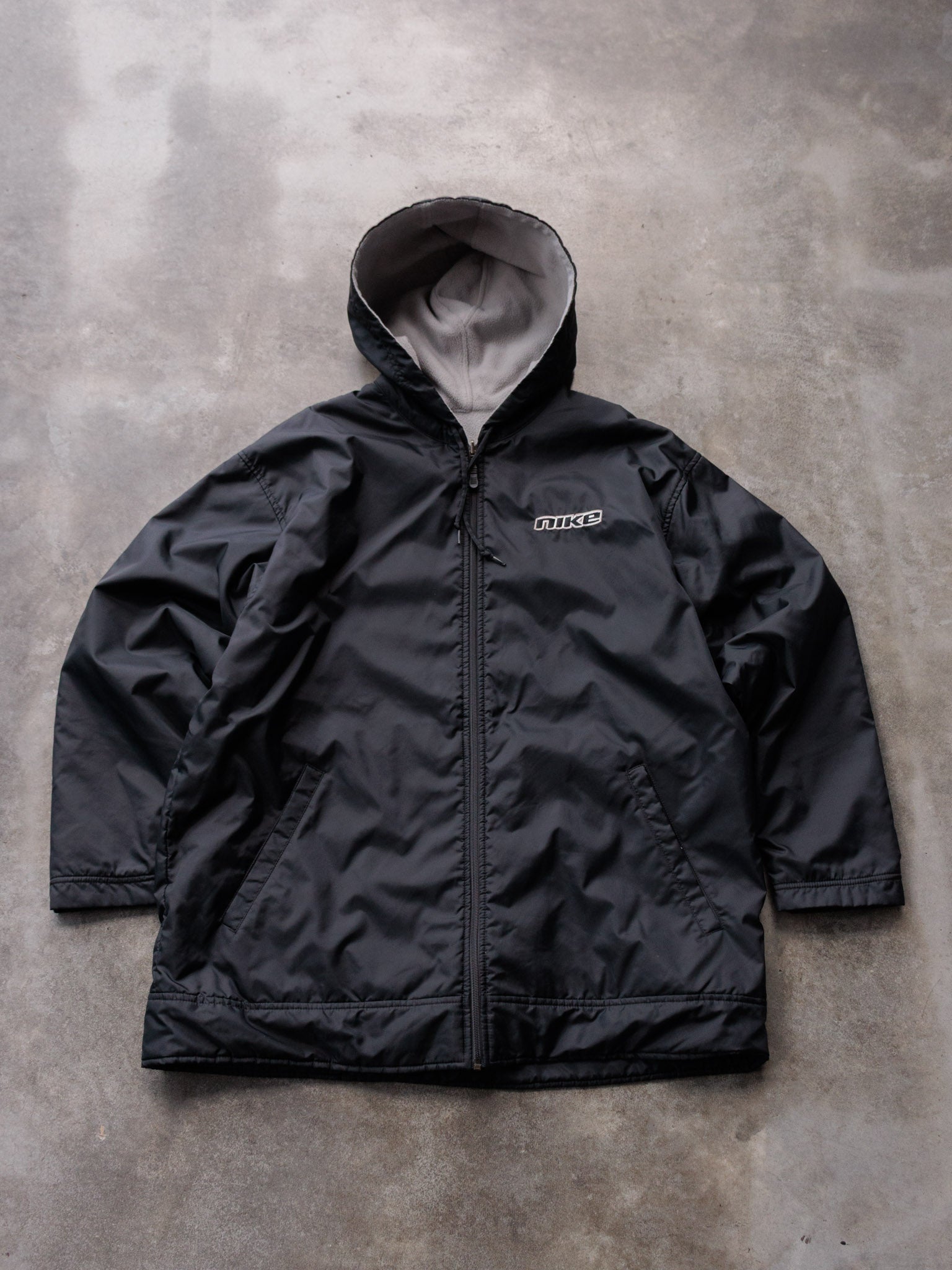 Vintage 00s Black & Grey Nike Reversible Fleece Jacket (L)