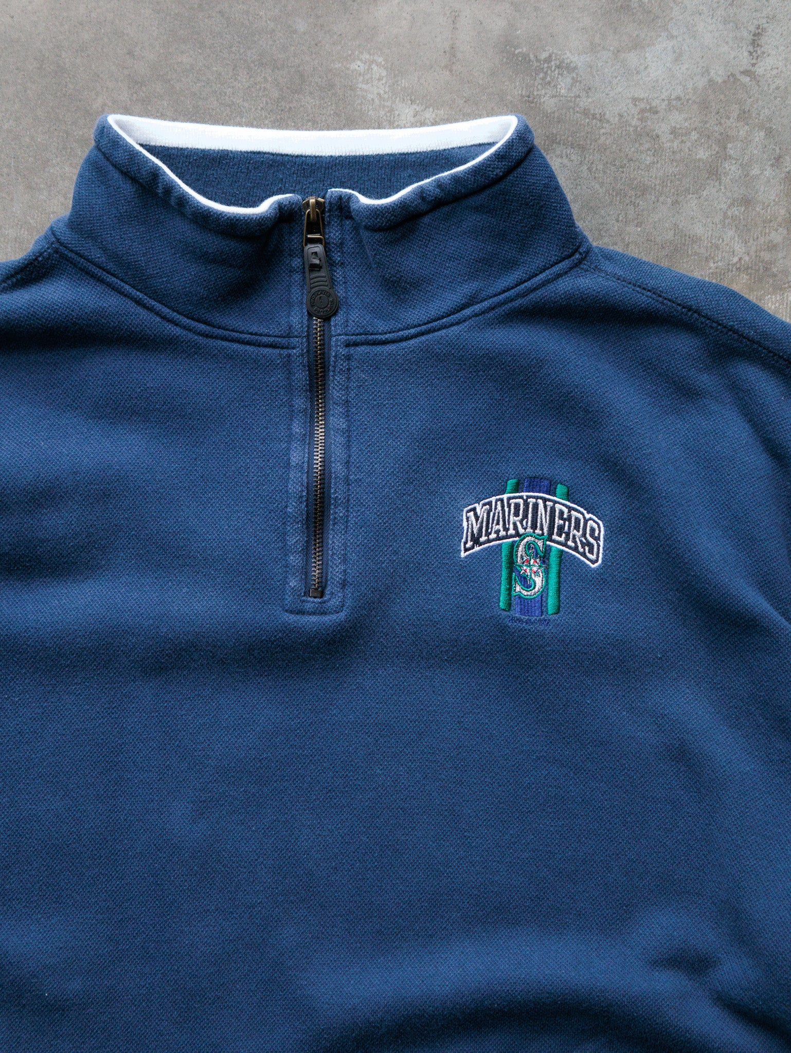 Vintage 90s Navy Seattle Mariners Quarter Zip Sweatshirt (2XL)
