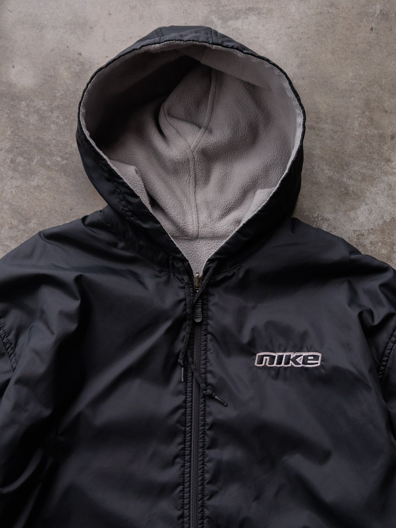 Vintage 00s Black & Grey Nike Reversible Fleece Jacket (L)