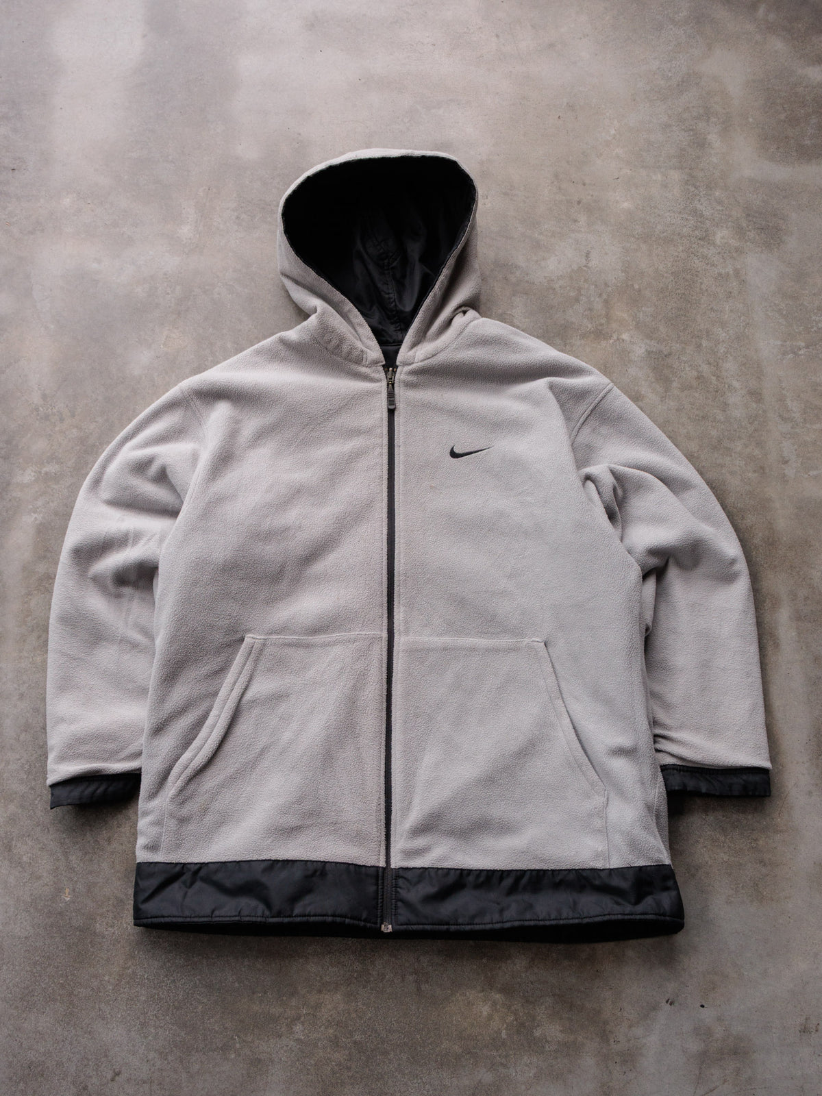 Vintage 00s Black & Grey Nike Reversible Fleece Jacket (L)