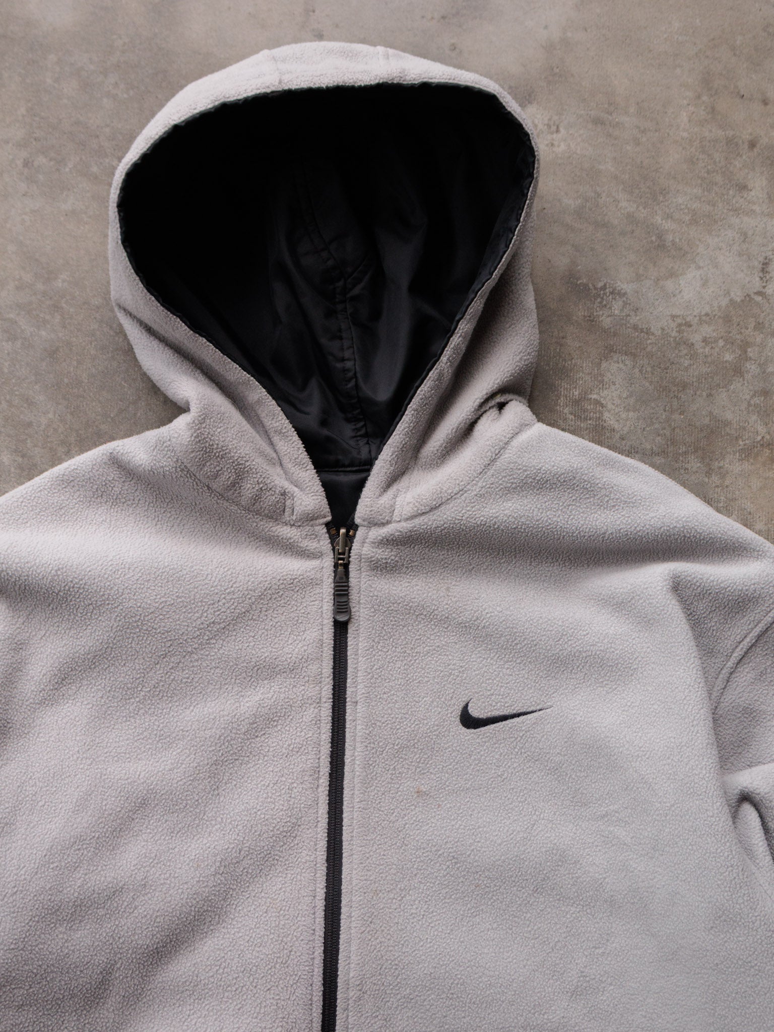 Vintage 00s Black & Grey Nike Reversible Fleece Jacket (L)
