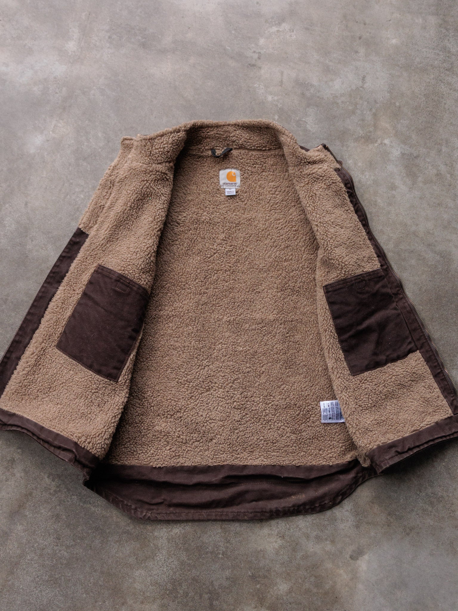 Vintage Brown Carhartt Sherpa-Lined Vest (M)