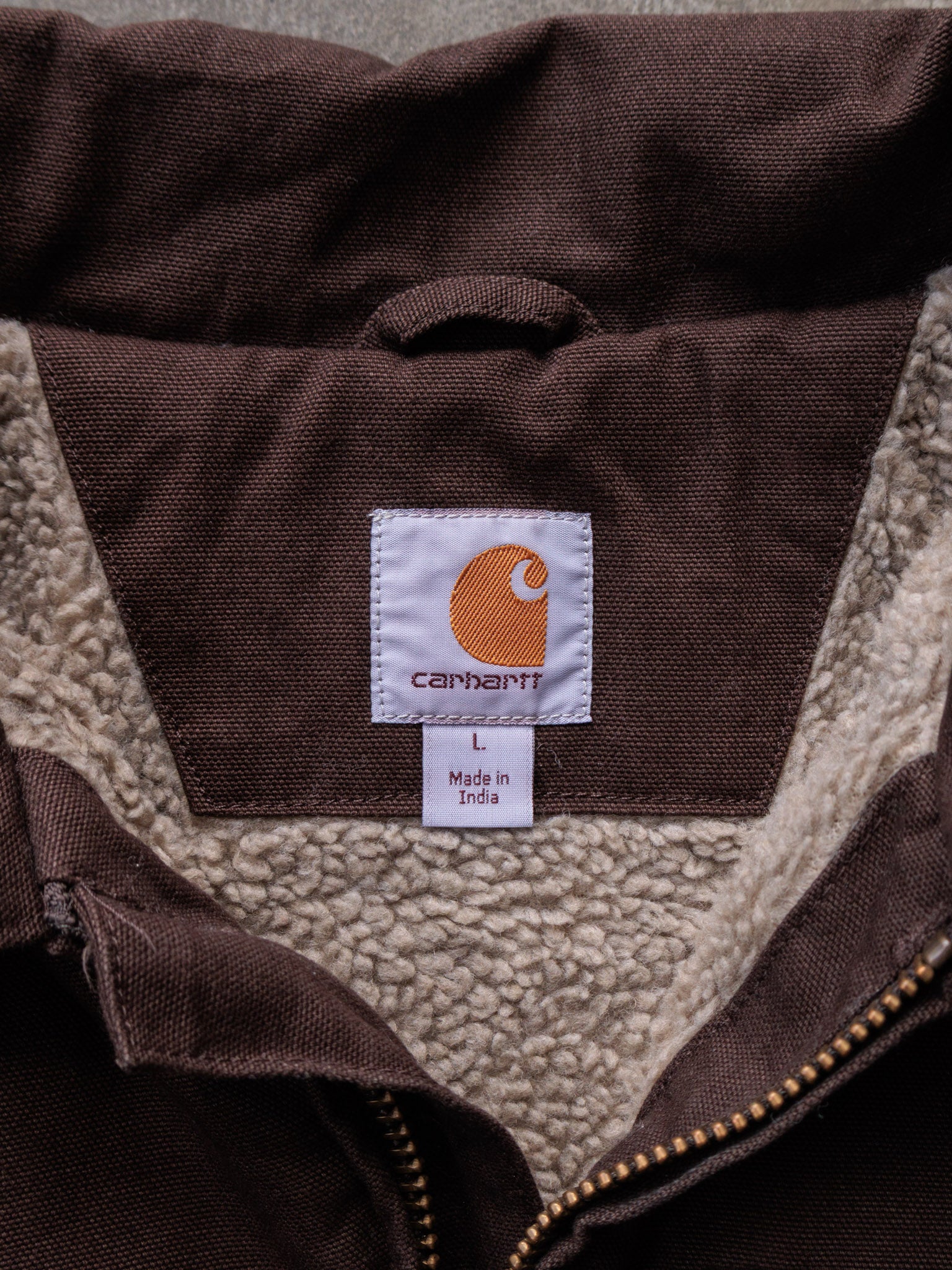 Vintage Carhartt 104293 DKB 'Dark Brown' Sherpa-Lined Jacket (L)