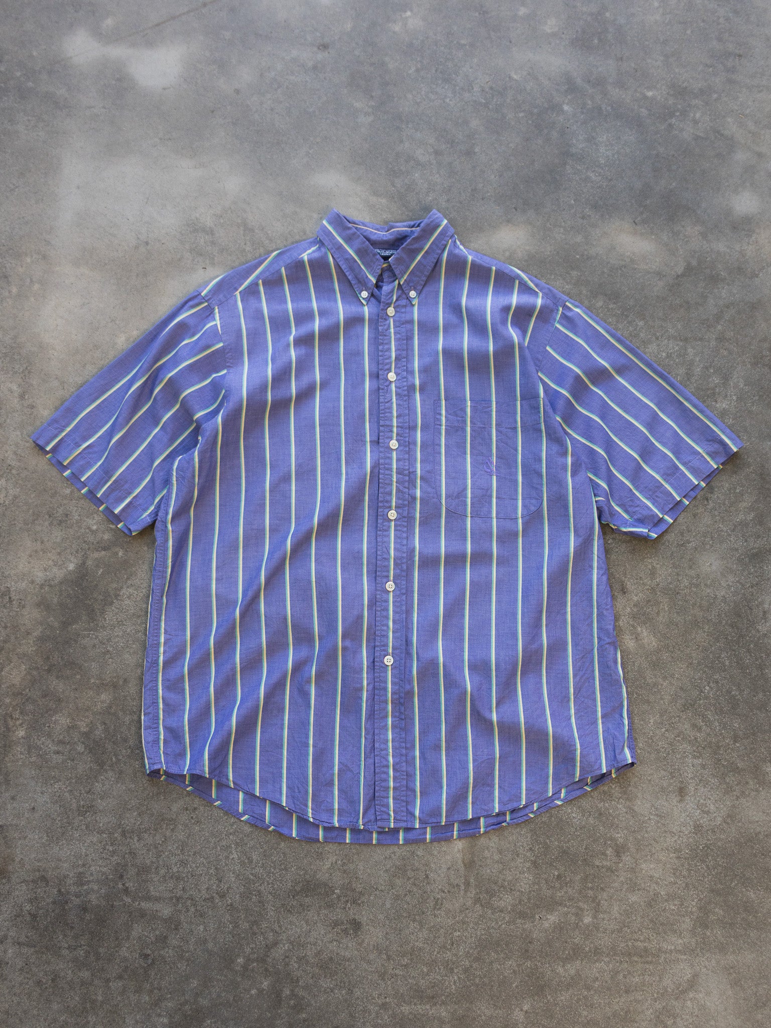 Vintage Blue Nautica Short Sleeve Stripe Shirt (M)