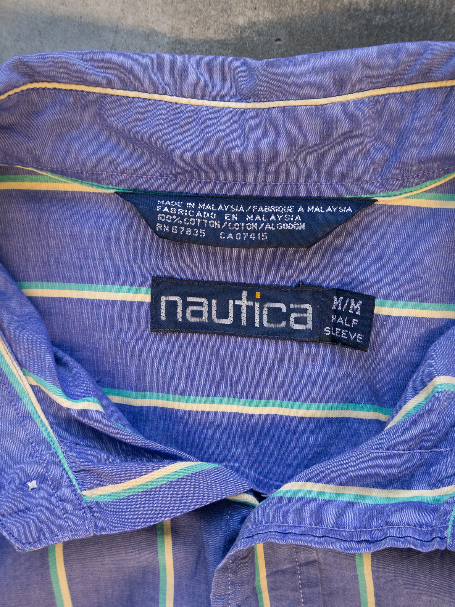 Vintage Blue Nautica Short Sleeve Stripe Shirt (M)