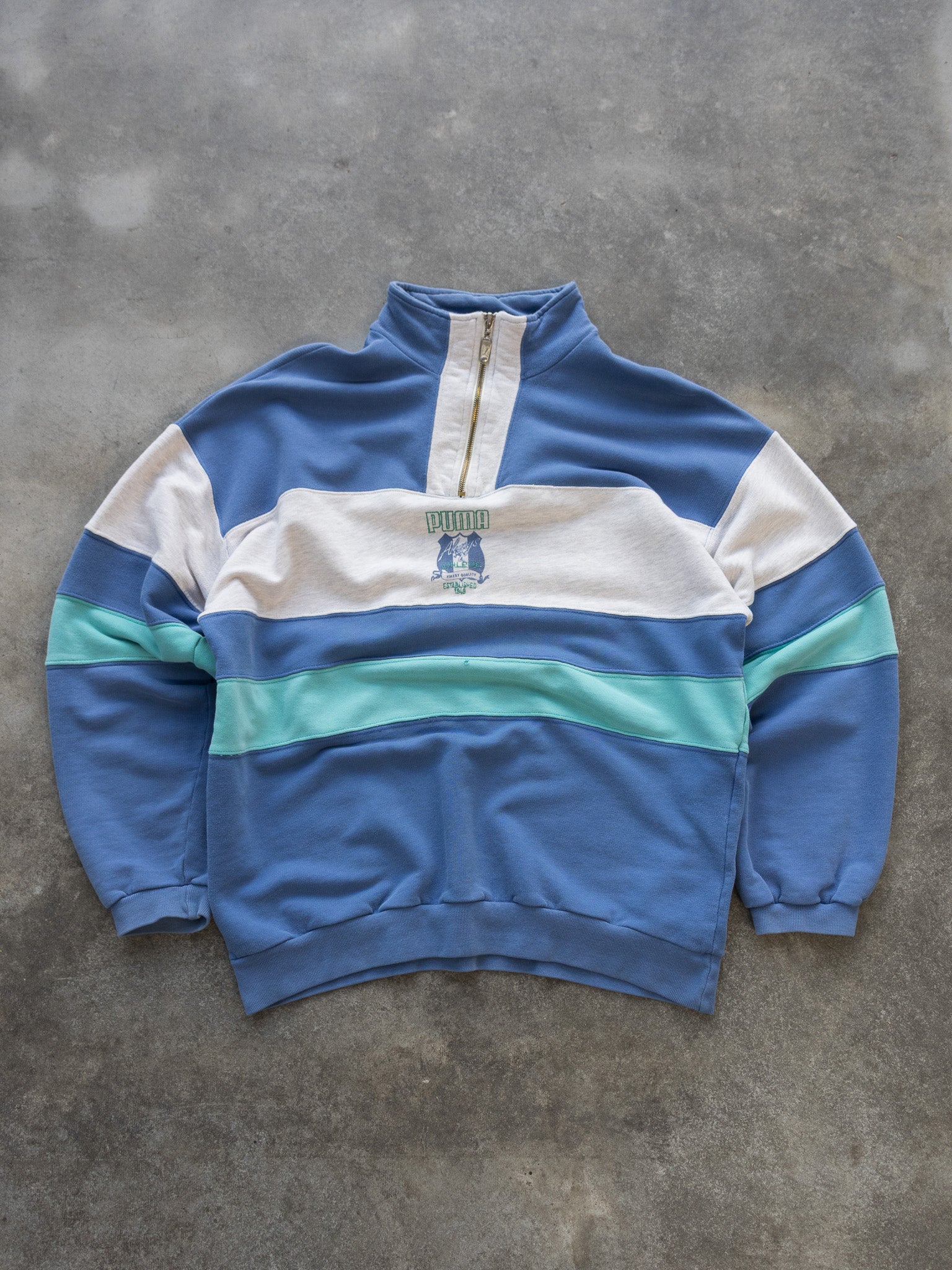 Vintage Blue Puma Quarter Zip Sweatshirt (L)