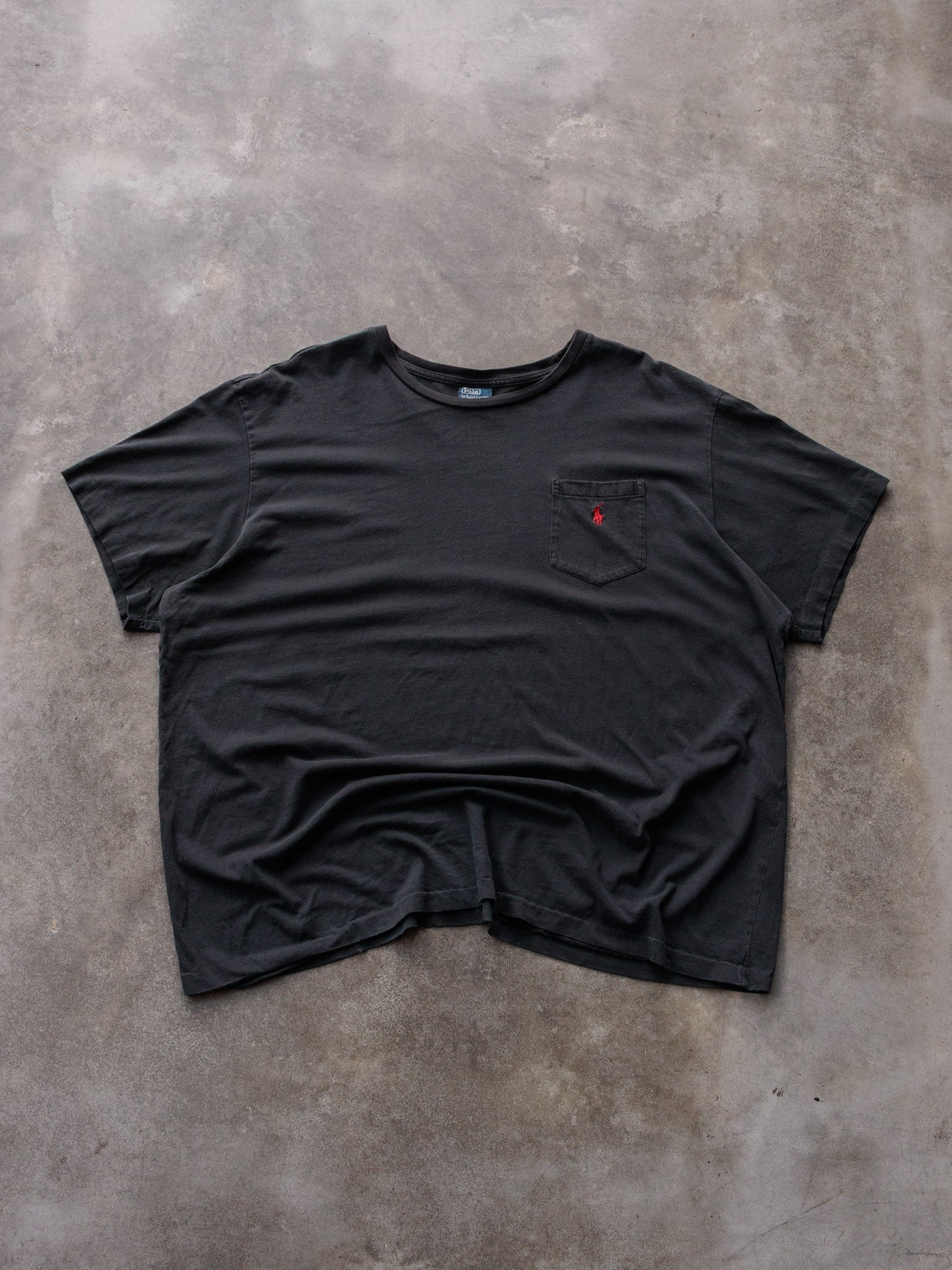 Vintage 90s Black Polo Ralph Lauren Pocket Tee (2XL)