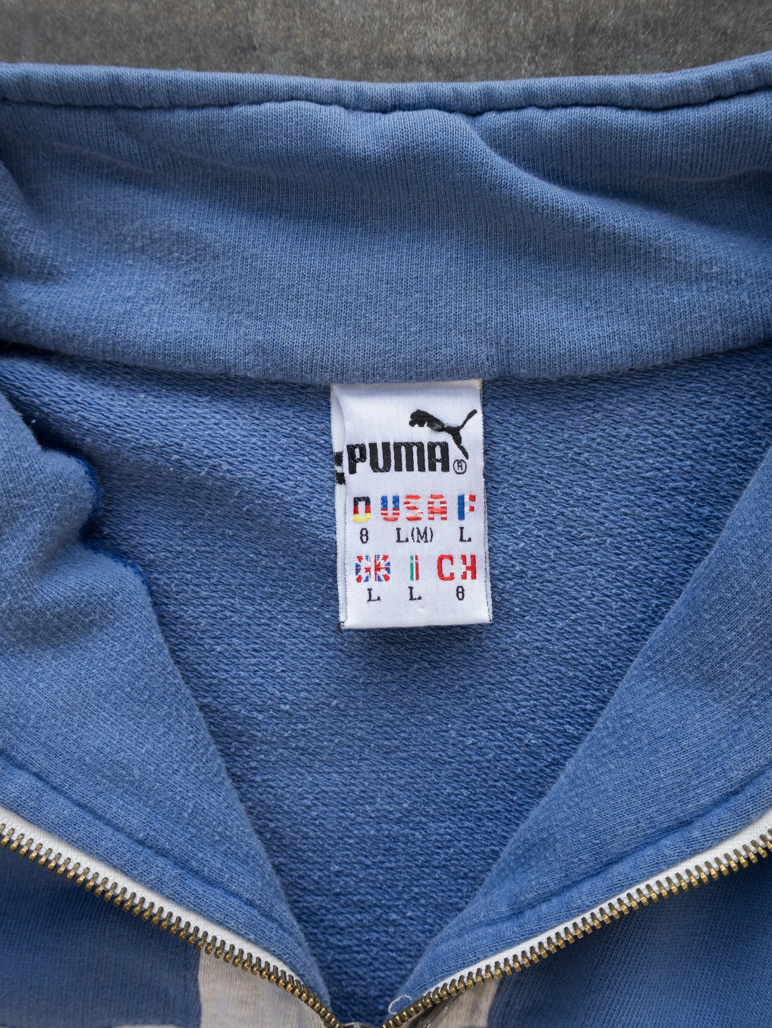 Vintage Blue Puma Quarter Zip Sweatshirt (L)
