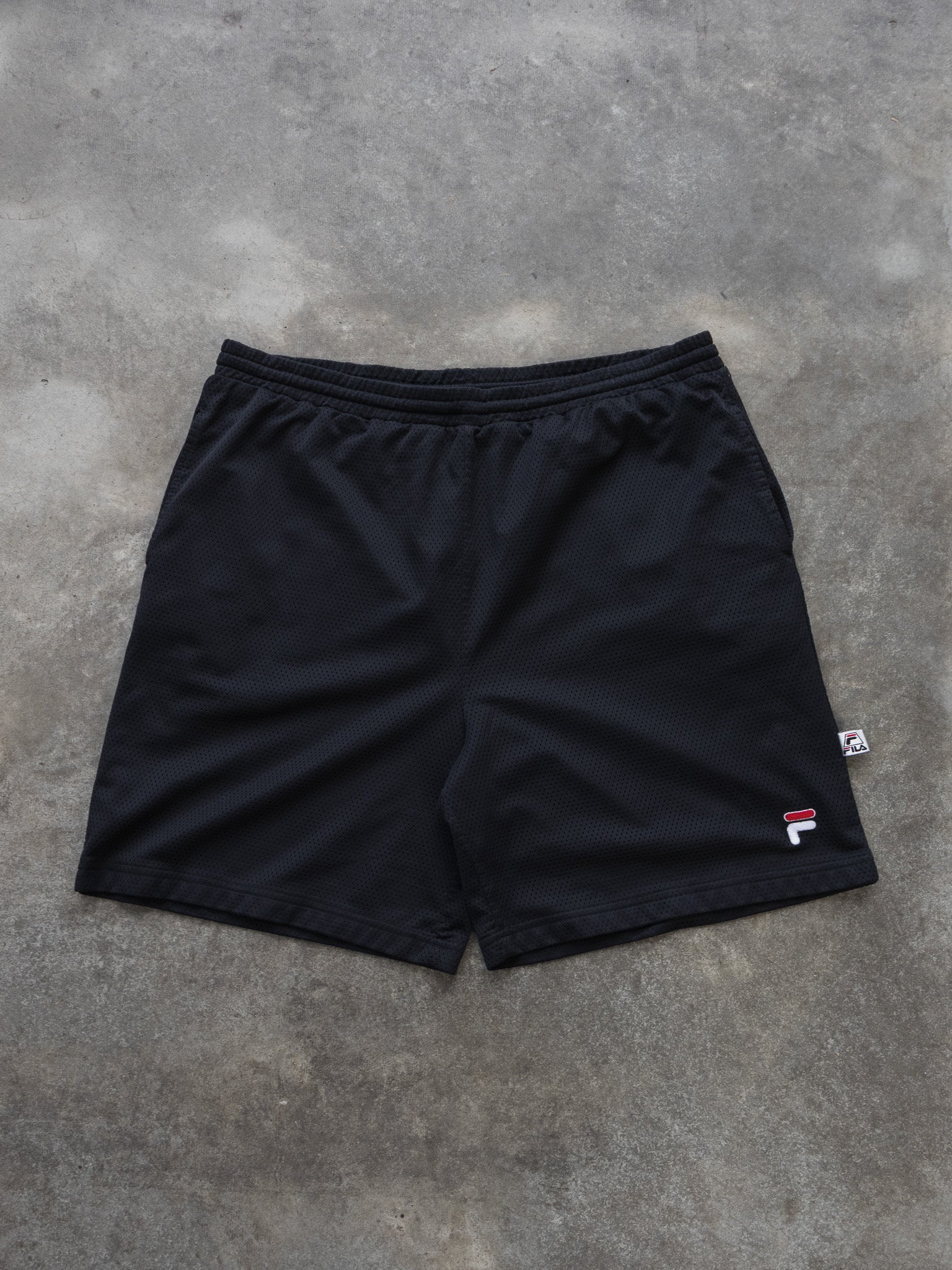 Vintage Black Fila Mesh Shorts (XL)