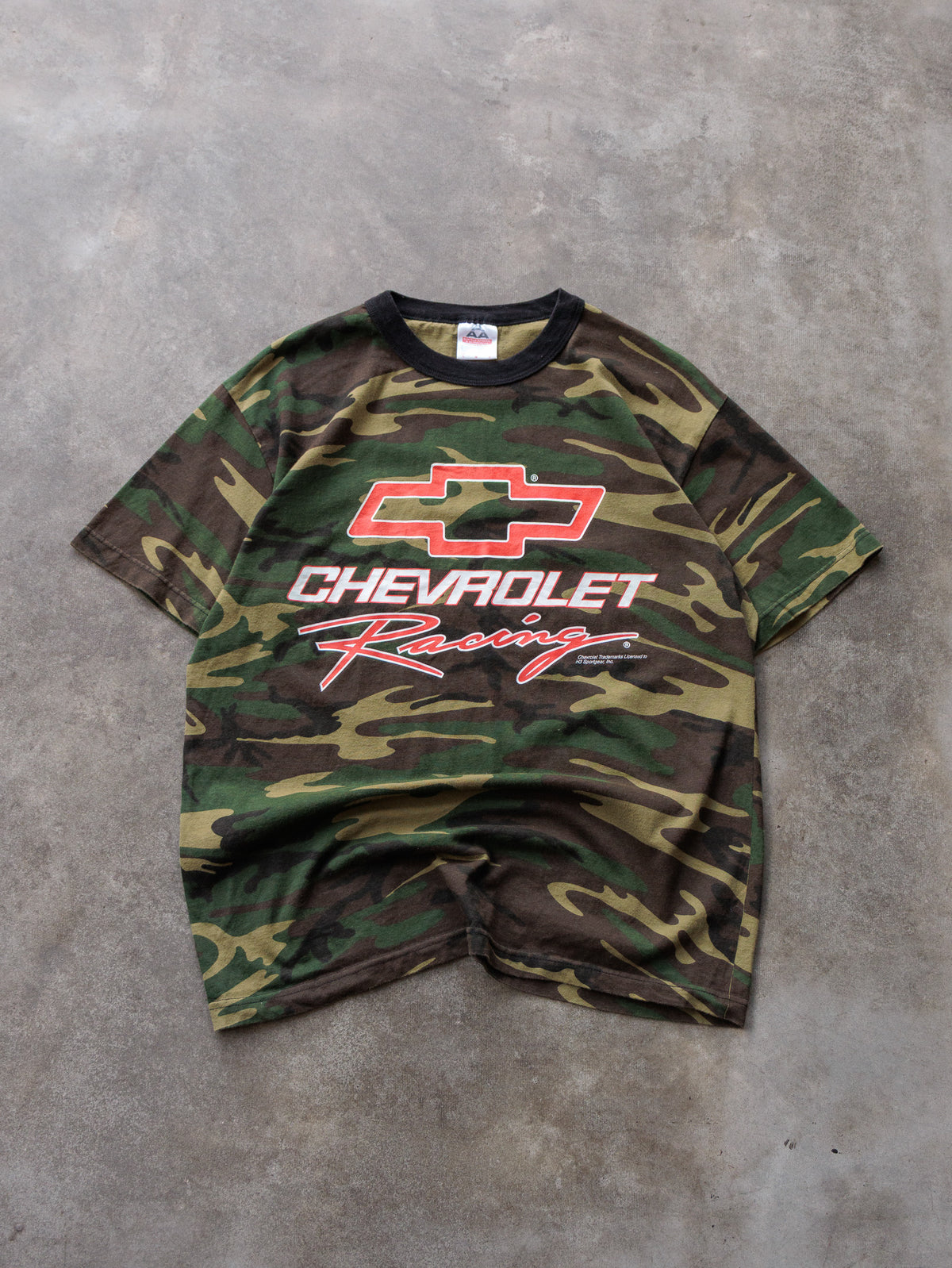 Vintage 00s Green Camo Chevrolet Racing Tee (L)