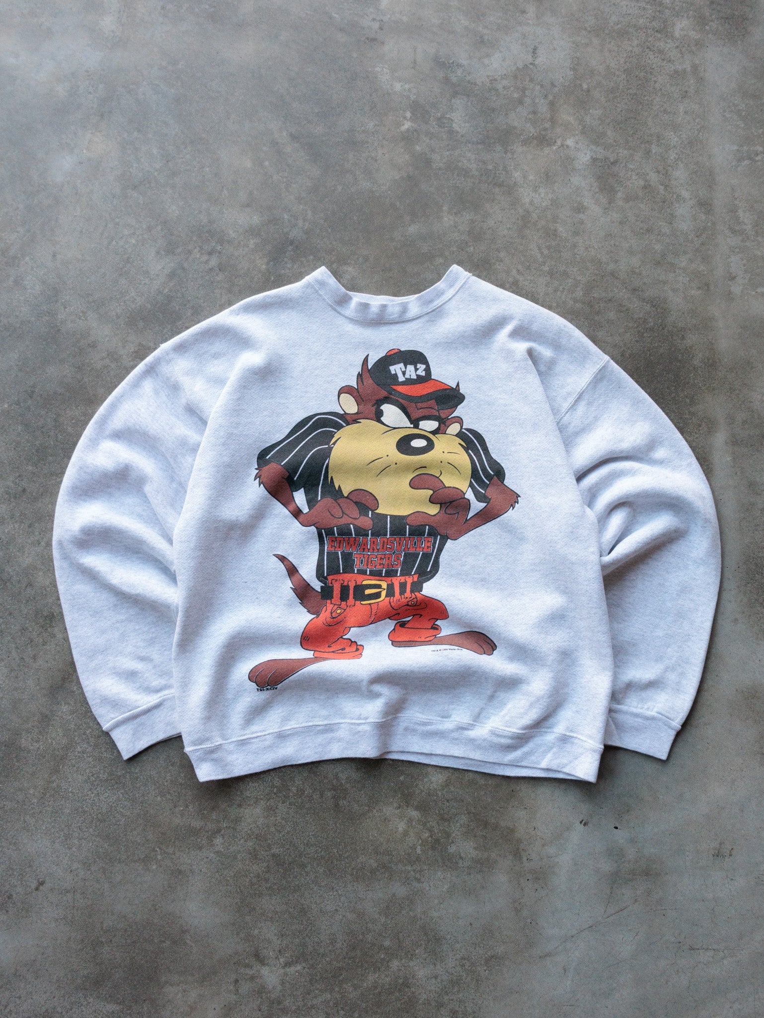 Vintage 1994 Grey Taz Edwardsville Tigers Sweatshirt (-)