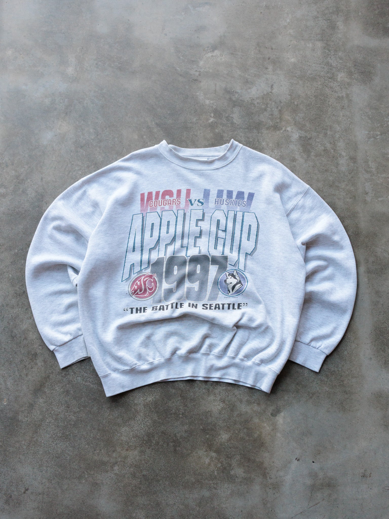 Vintage 1997 Grey WSU vs UW Apple Cup Sweatshirt (XL)