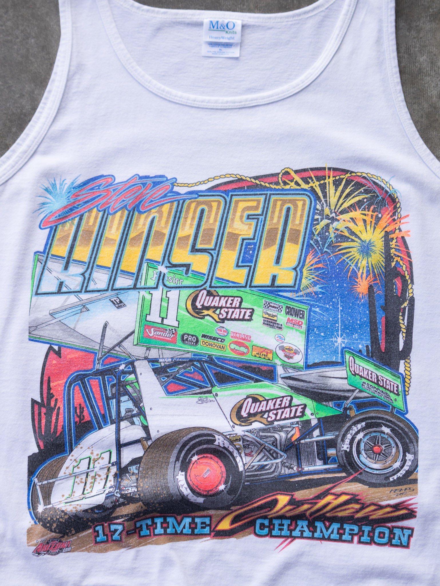 Vintage 00s White Steve Kinser Outlaw Champion Racing Tank (XL)