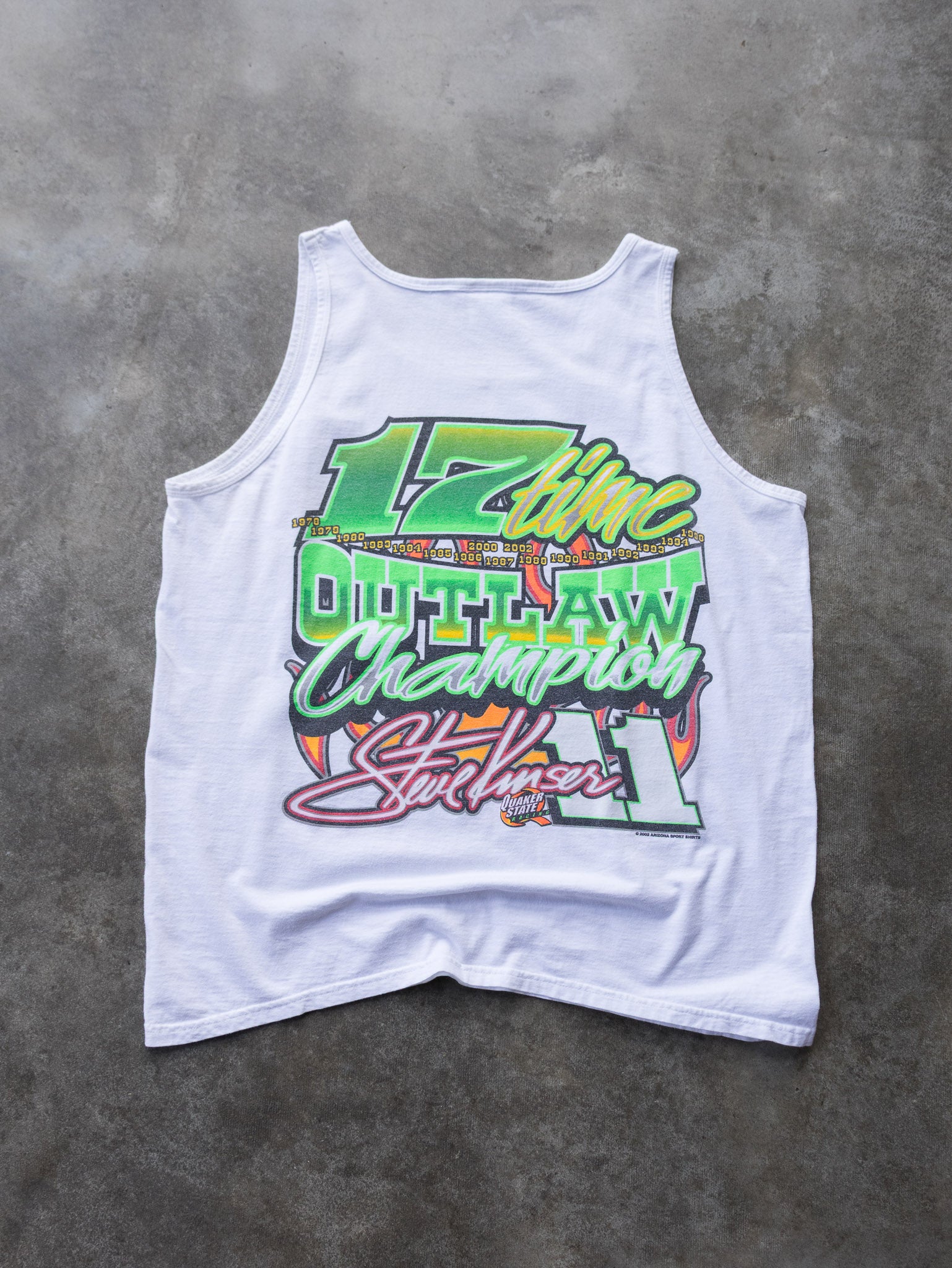 Vintage 00s White Steve Kinser Outlaw Champion Racing Tank (XL)