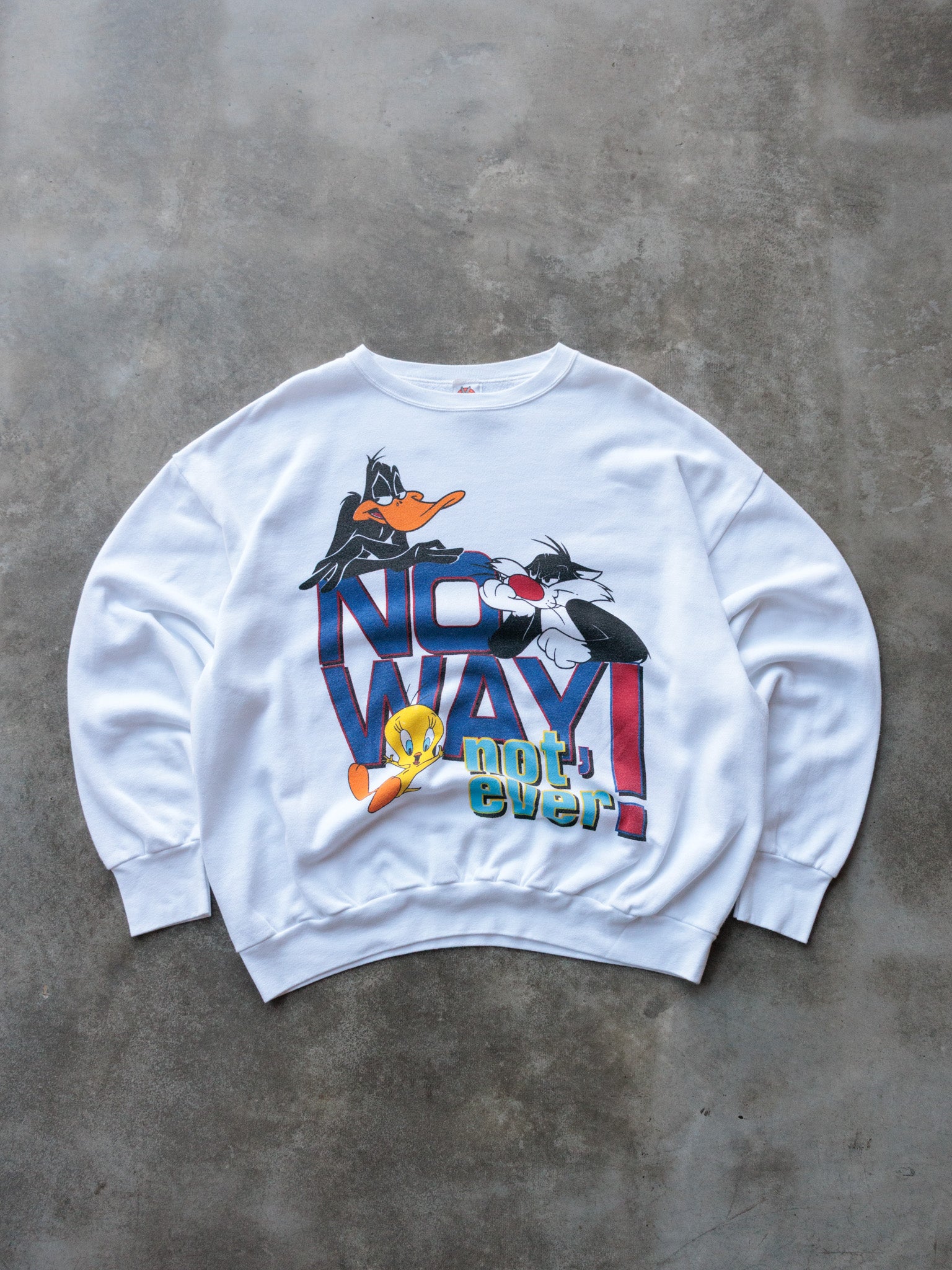 Vintage 90s White Looney Tunes No Way! Sweatshirt (-)