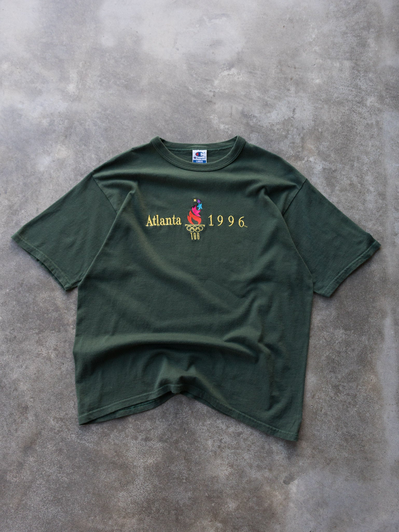 Vintage Green Champion Atlanta 1996 Olympics Tee (L)