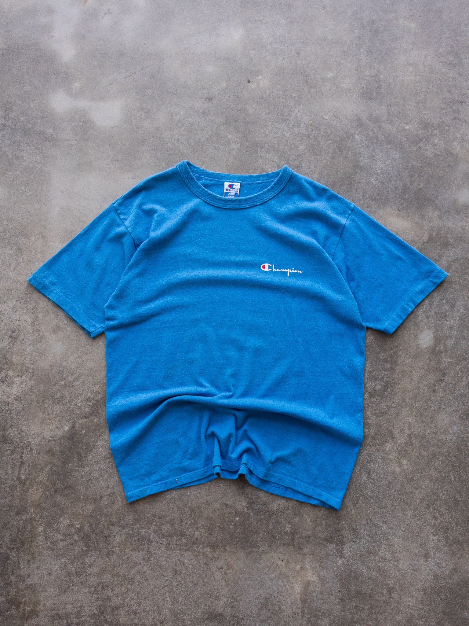 Vintage 90s Blue Champion Spell Out Tee (L)