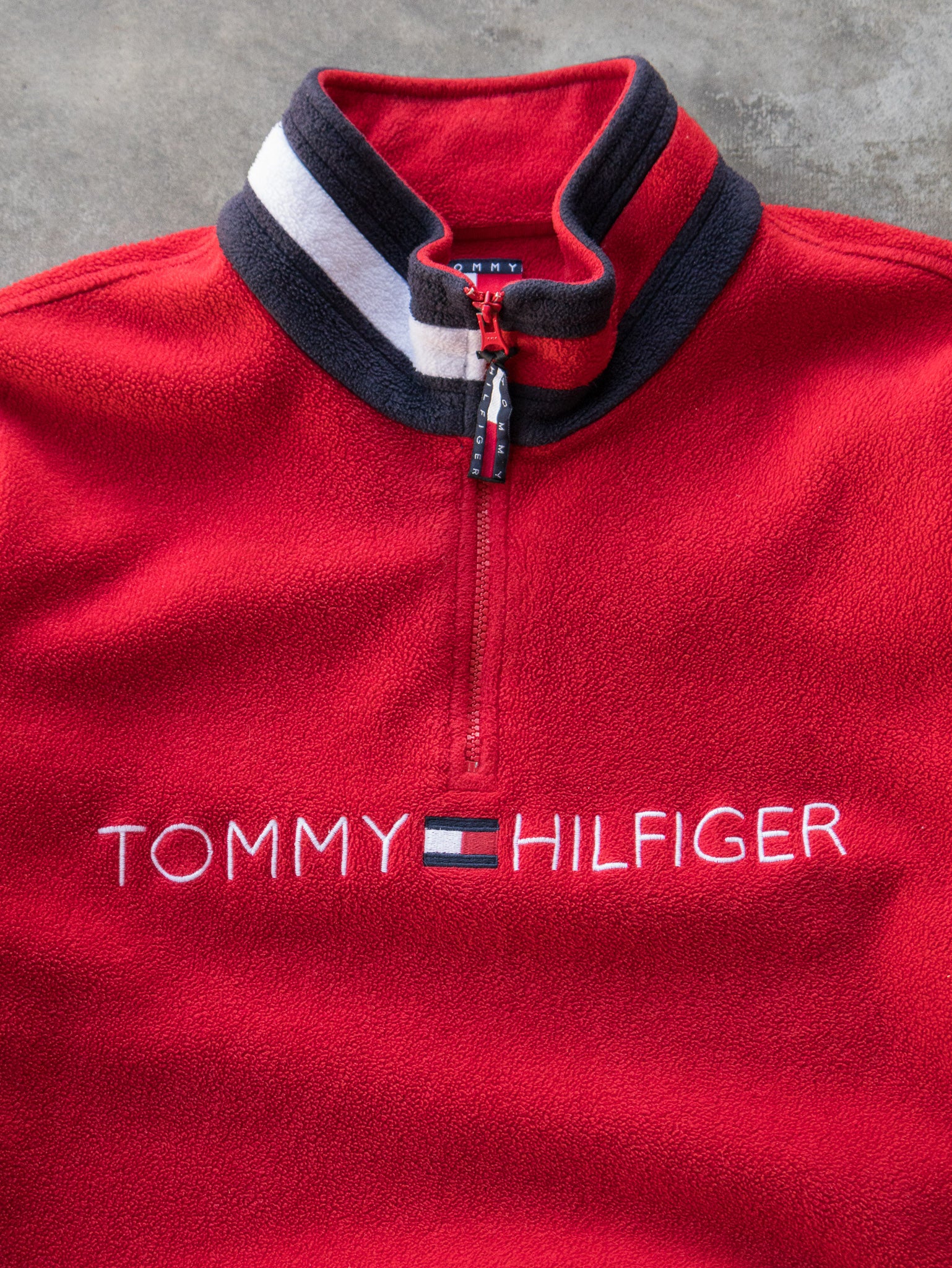 Vintage 90s Tommy Hilfiger Quarter Zip Fleece Sweatshirt (XL)
