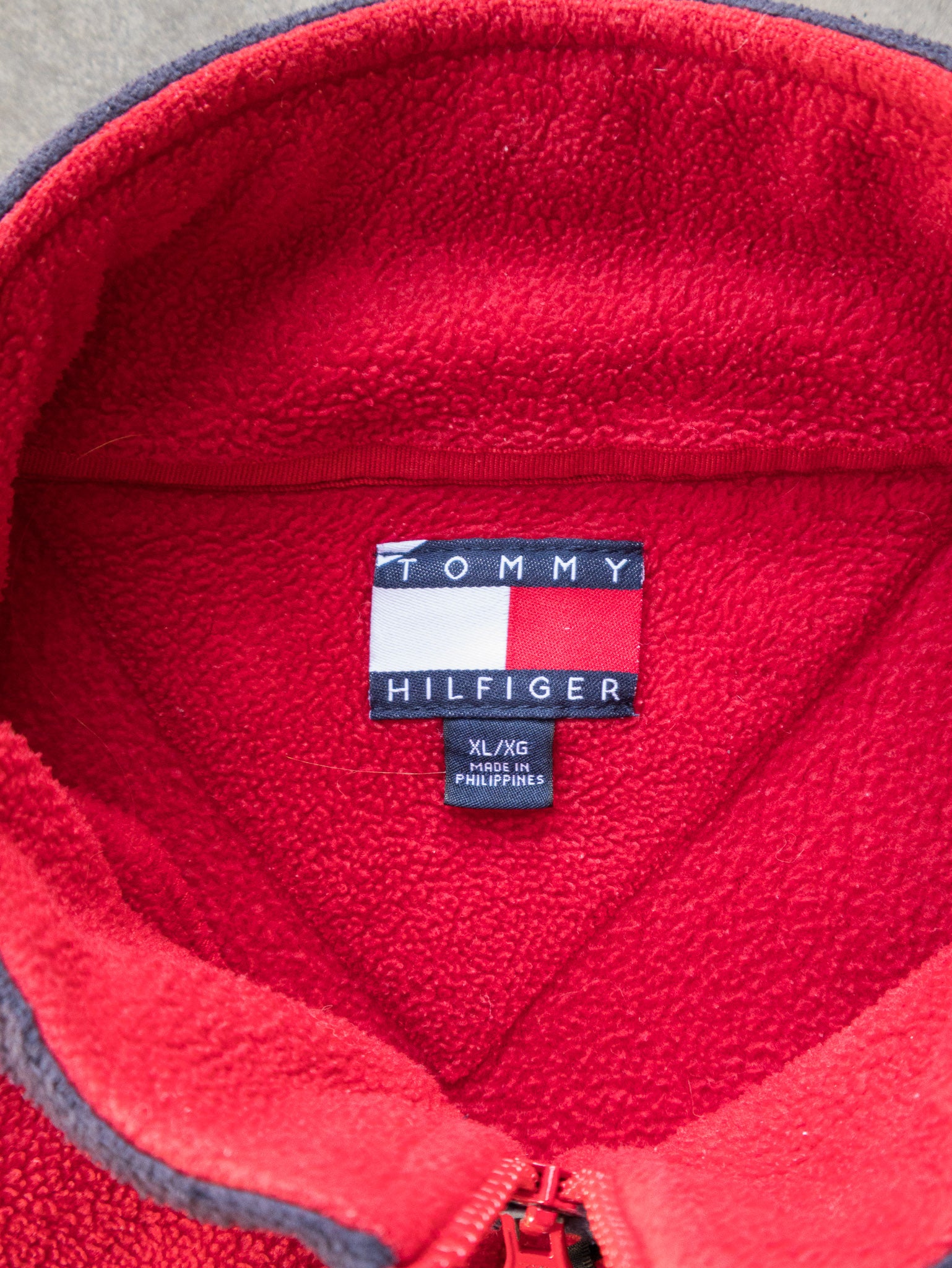 Vintage 90s Tommy Hilfiger Quarter Zip Fleece Sweatshirt (XL)