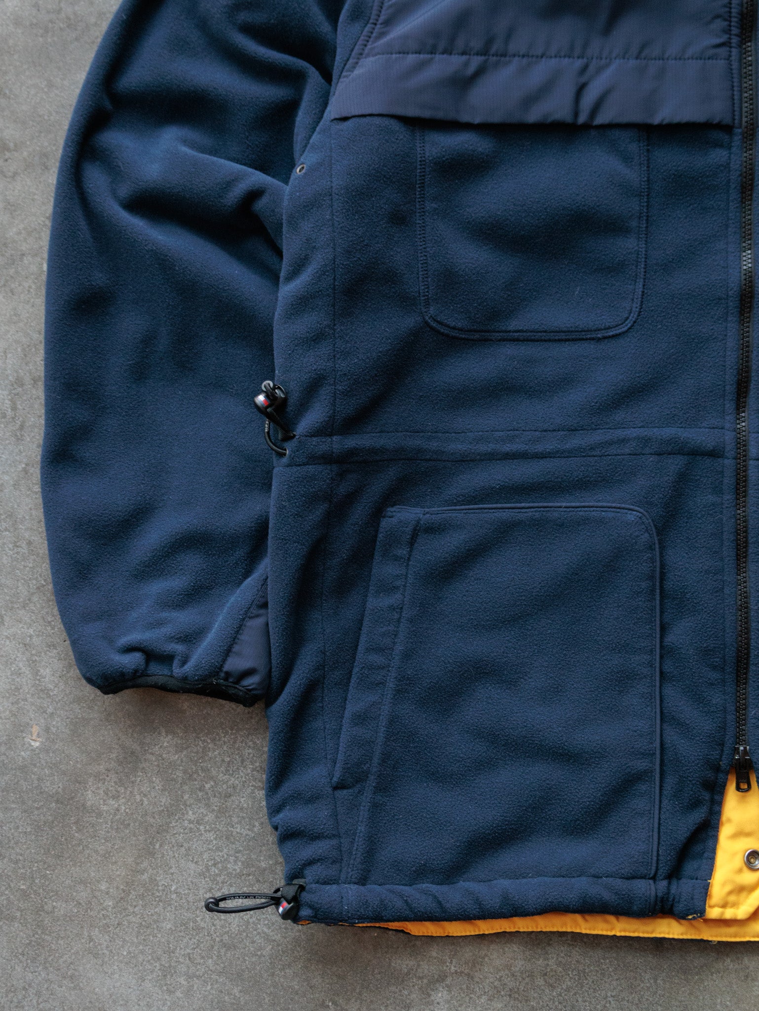 Vintage Navy & Yellow Tommy Hilfiger Reversible Fleece Jacket (XL)