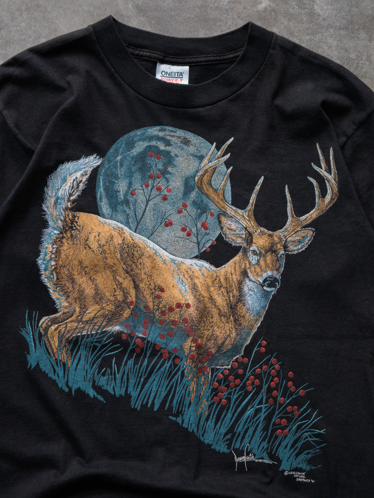 Vintage 90s Black Deer Tee (L)