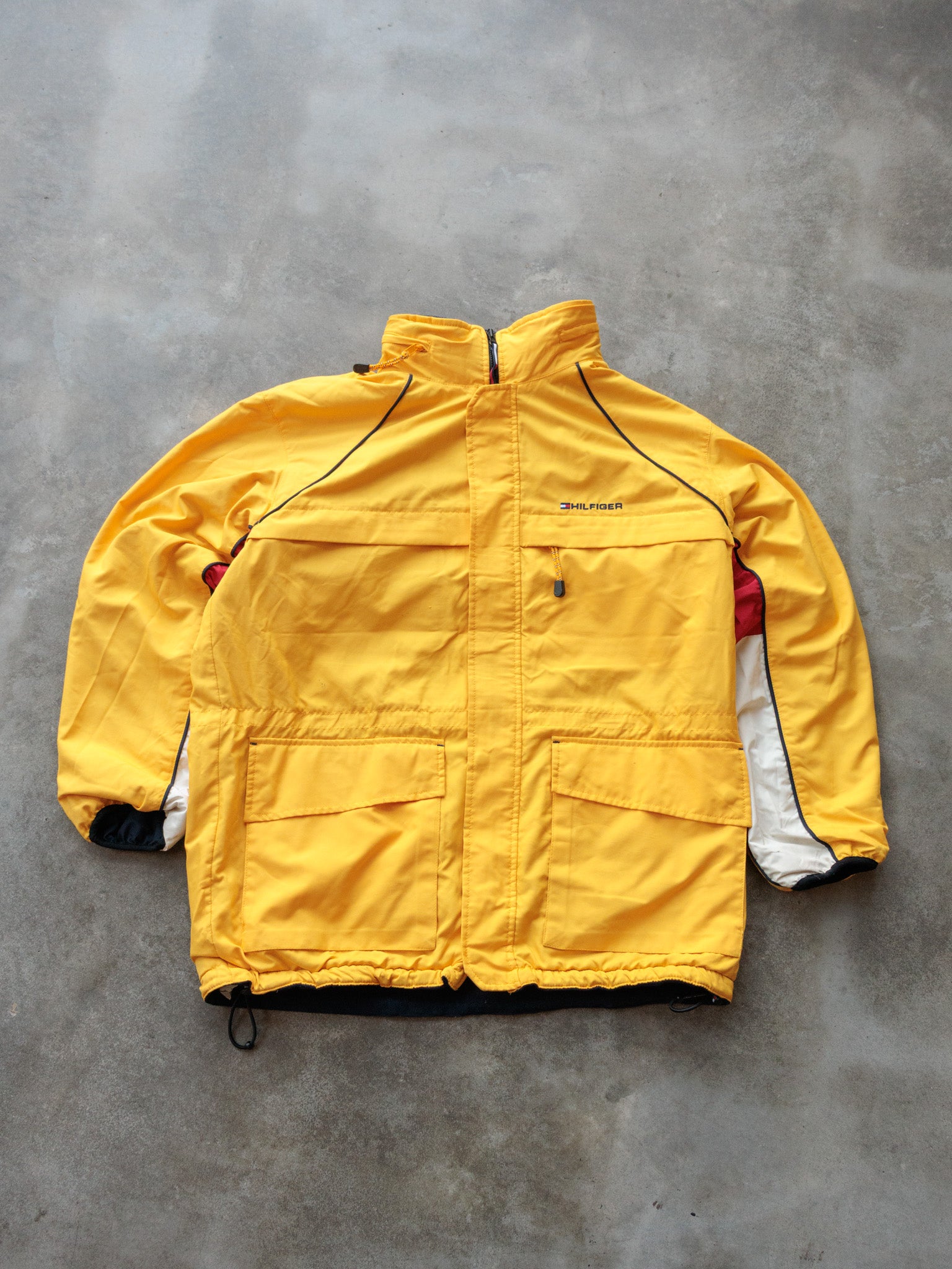 Vintage Navy & Yellow Tommy Hilfiger Reversible Fleece Jacket (XL)
