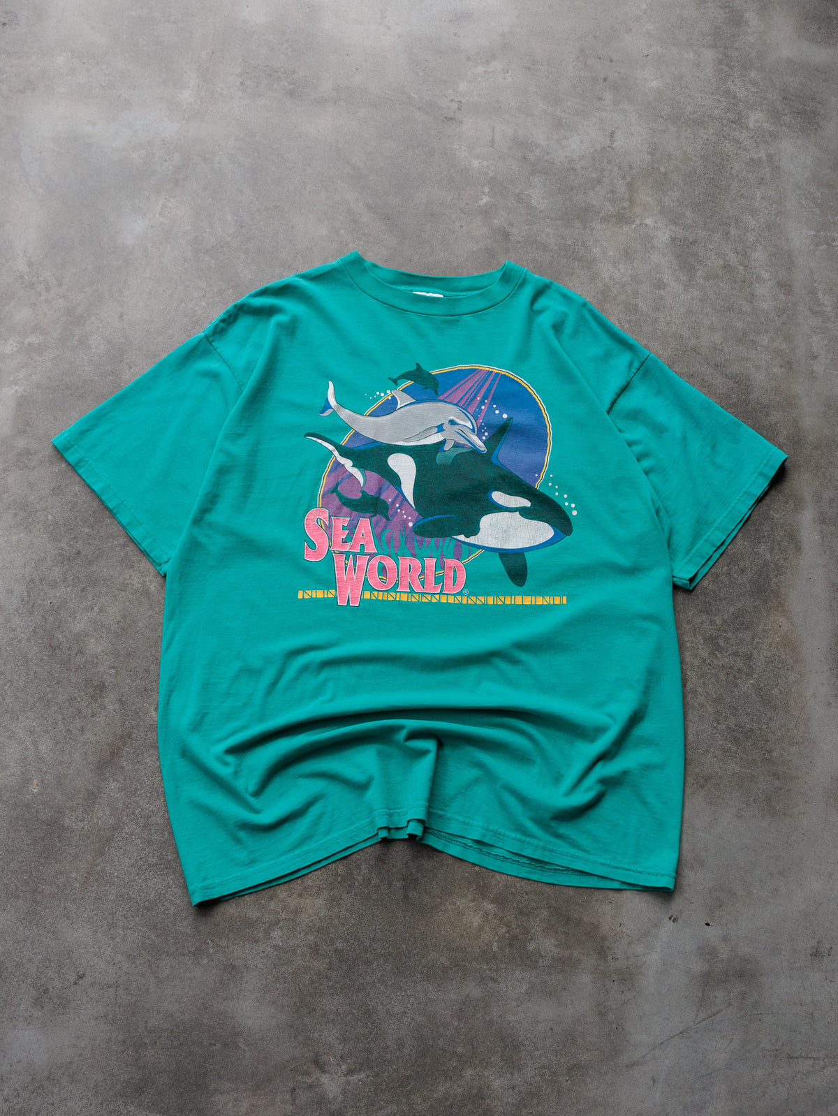 Vintage 90s Green Sea World Orca Tee (2XL)