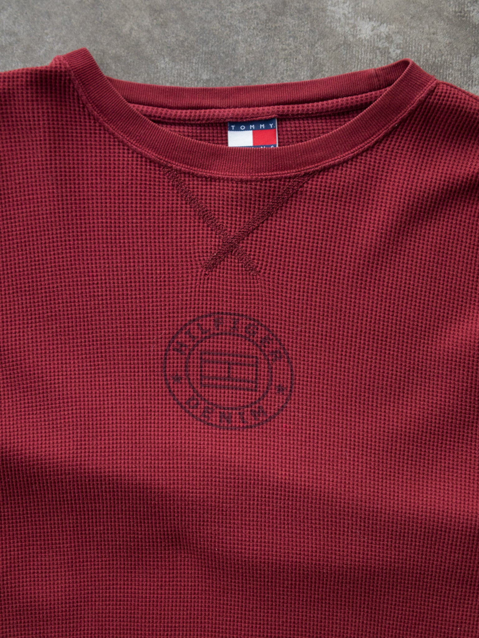 Vintage 00s Maroon Tommy Jeans Thermal Long Sleeve (L)