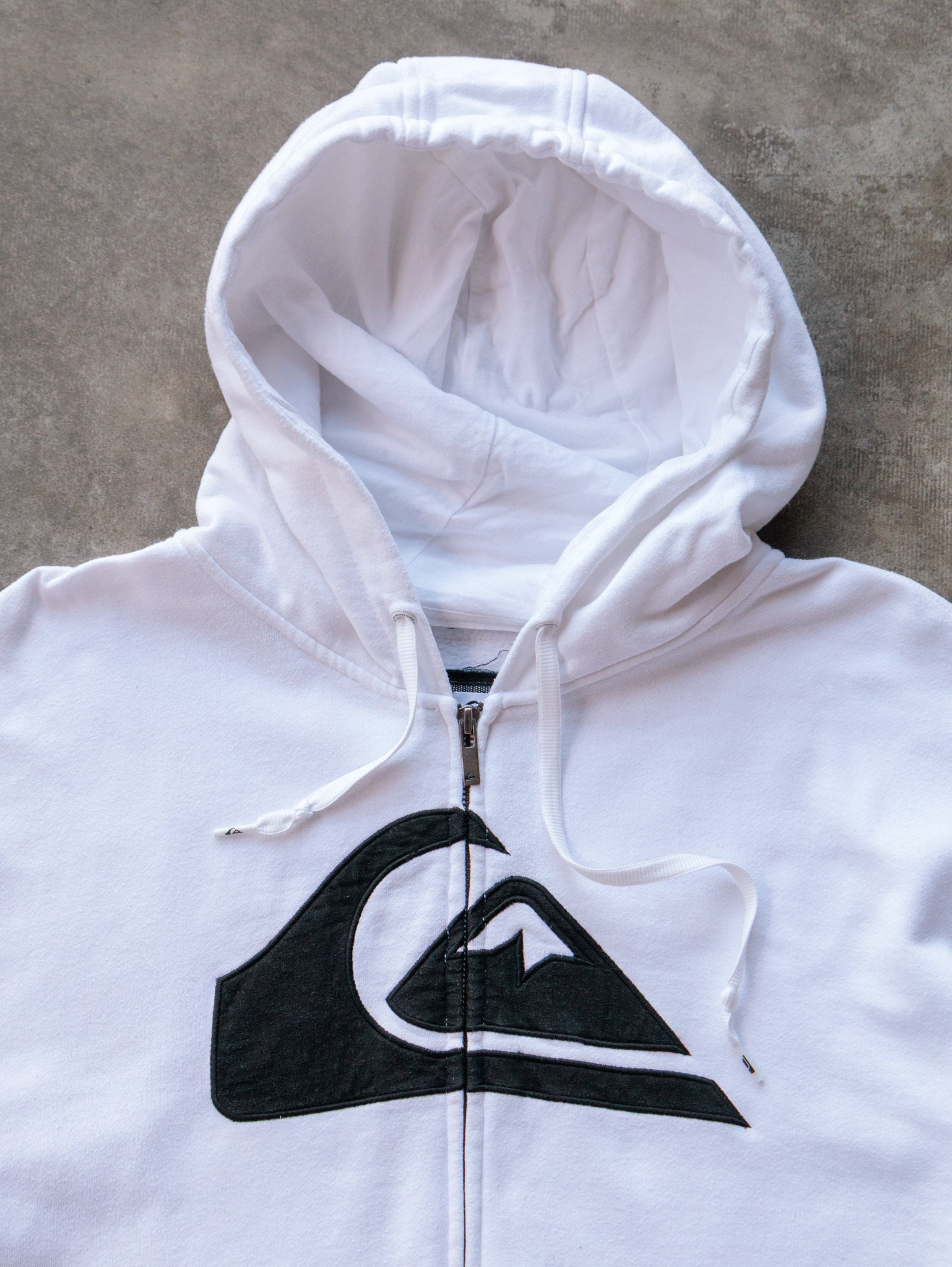 Vintage 00s White Quiksilver Full Zip Hoodie (XL)