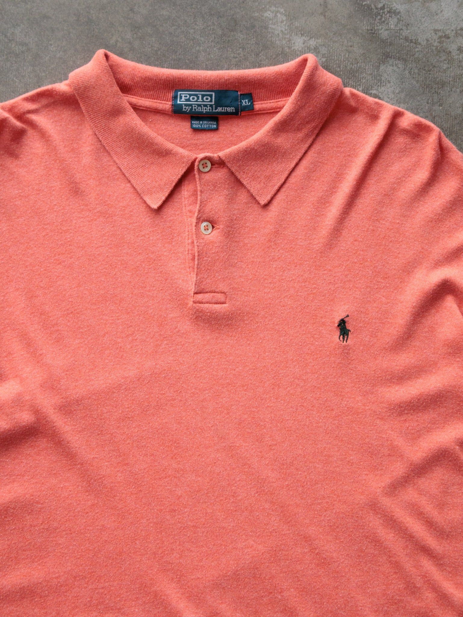 Vintage 00s Orange Polo Ralph Lauren Long Sleeve Polo Shirt (XL)