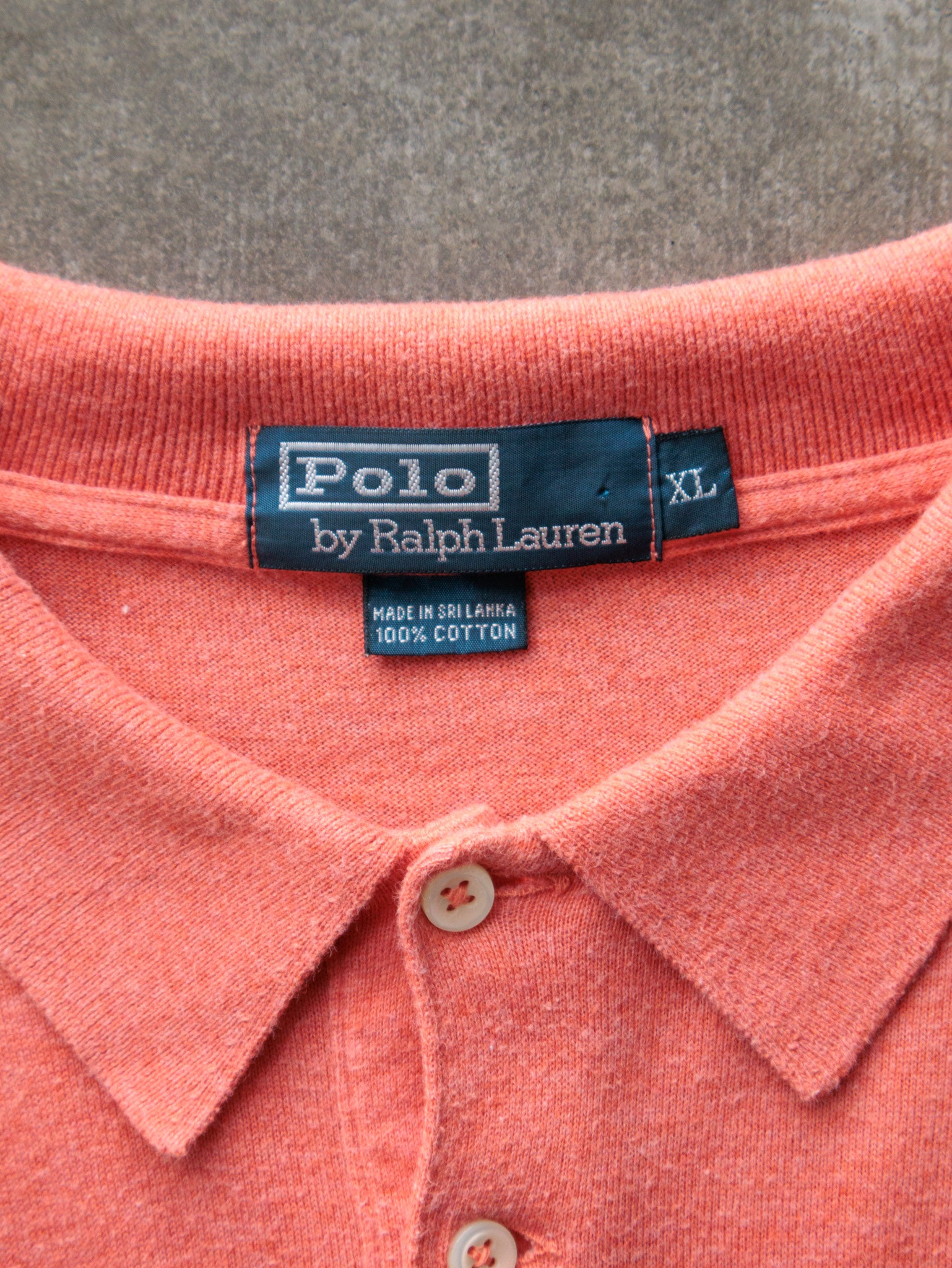 Vintage 00s Orange Polo Ralph Lauren Long Sleeve Polo Shirt (XL)