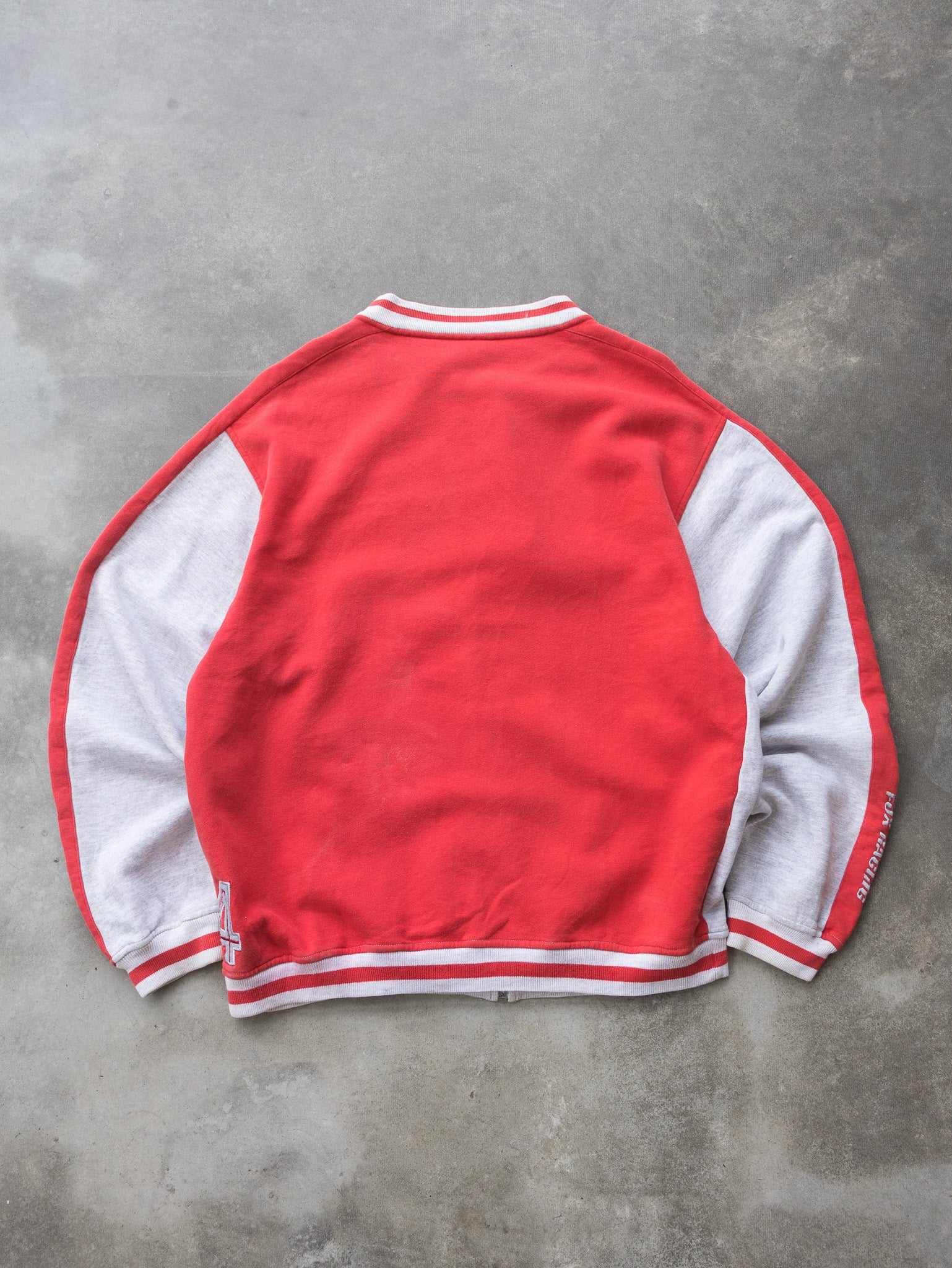 Vintage Grey and Red Fox Racing Zip Sweatshirt (M)