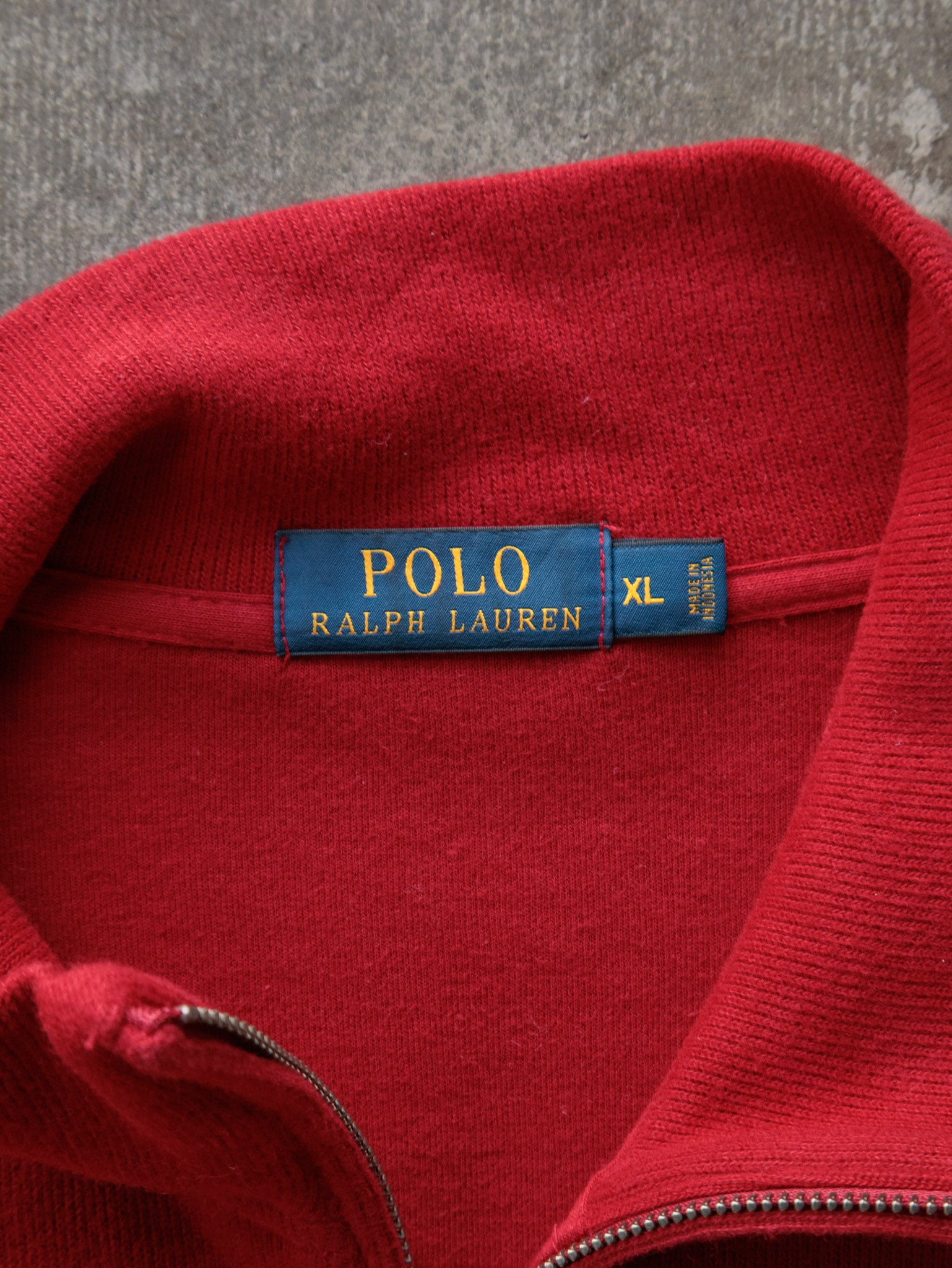 Vintage Red Polo Ralph Lauren Knit Quarter Zip (XL)