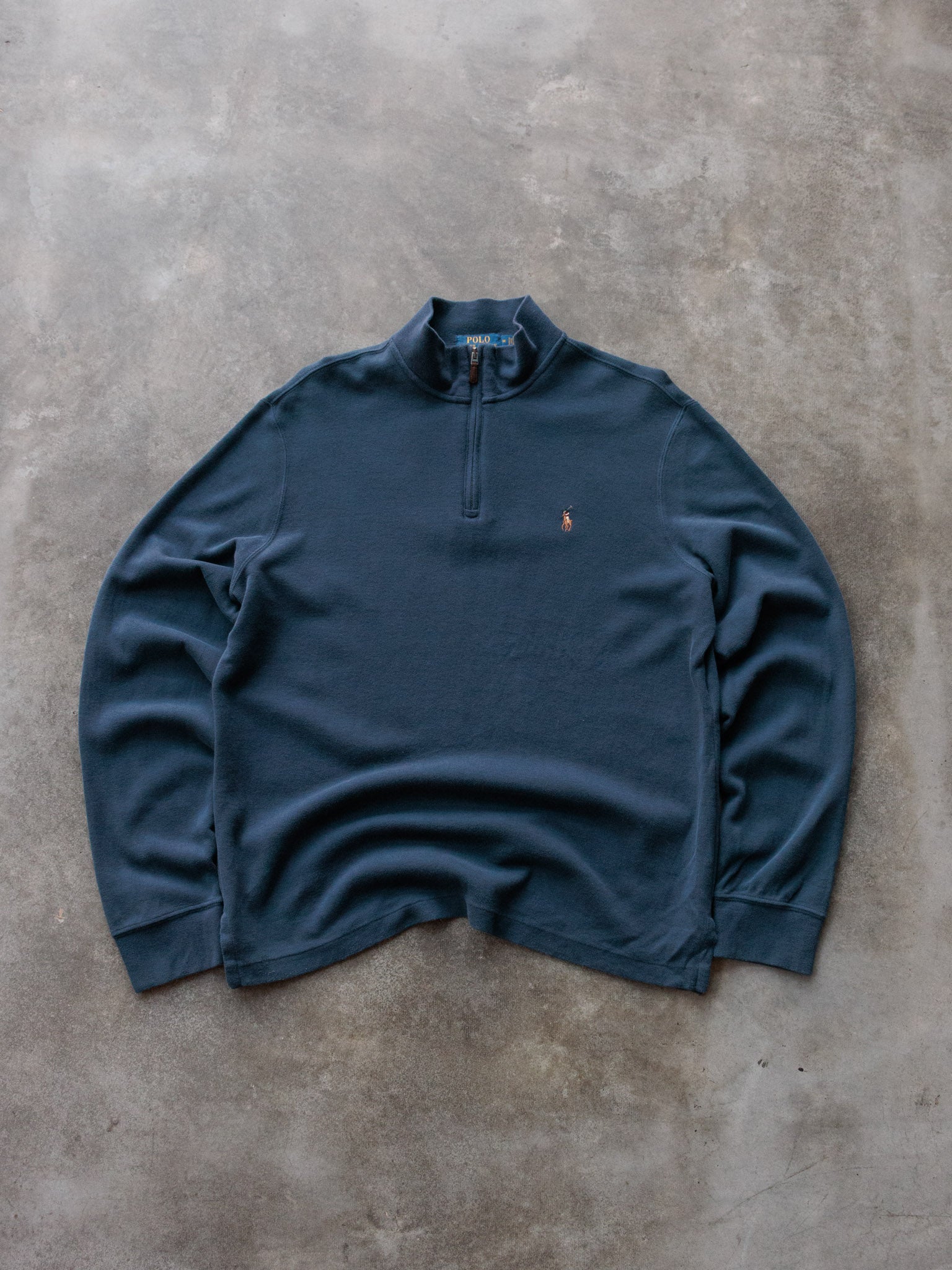 Vintage Navy Polo Ralph Lauren Knit Quarter Zip (M)