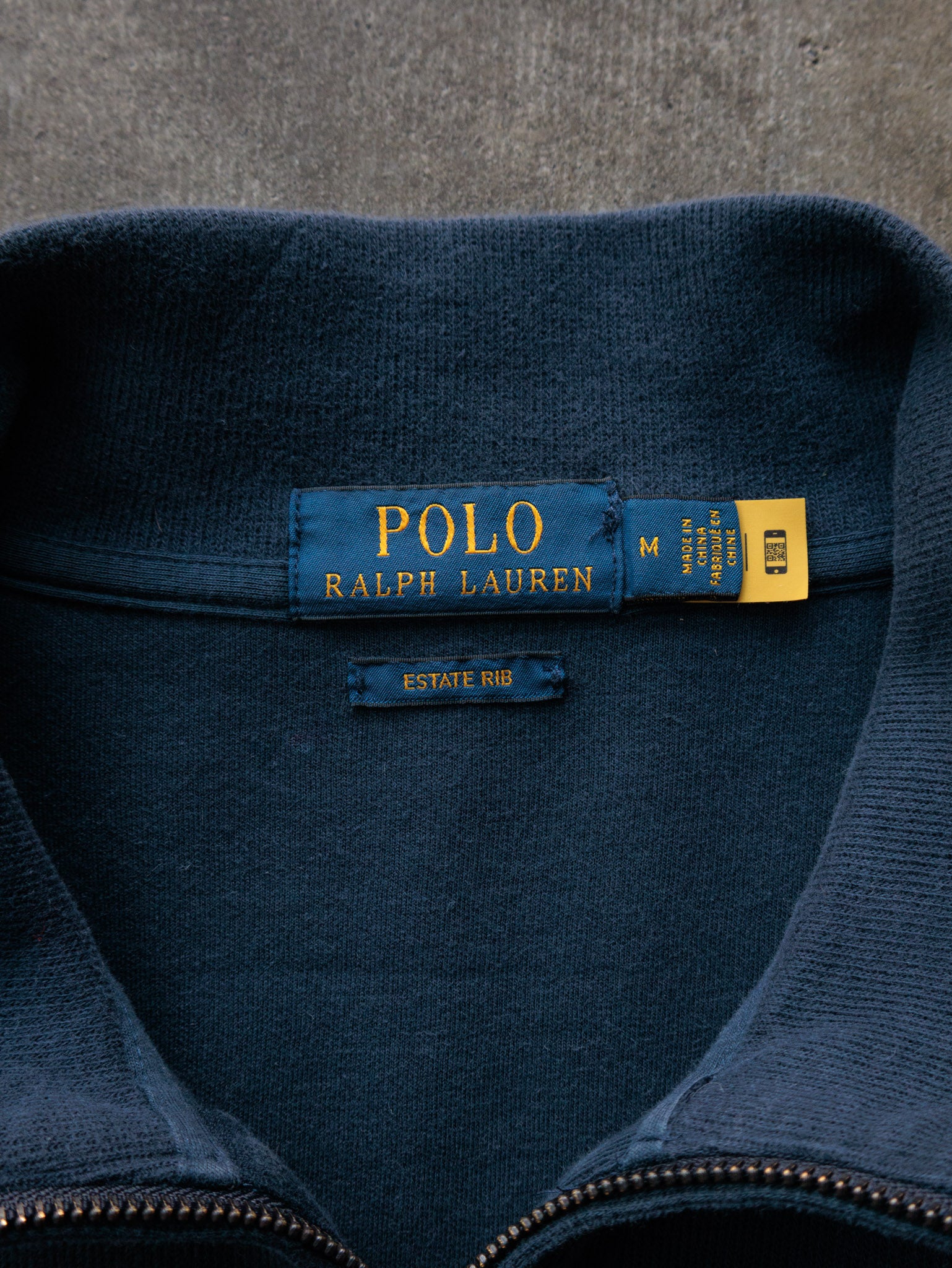 Vintage Navy Polo Ralph Lauren Knit Quarter Zip (M)