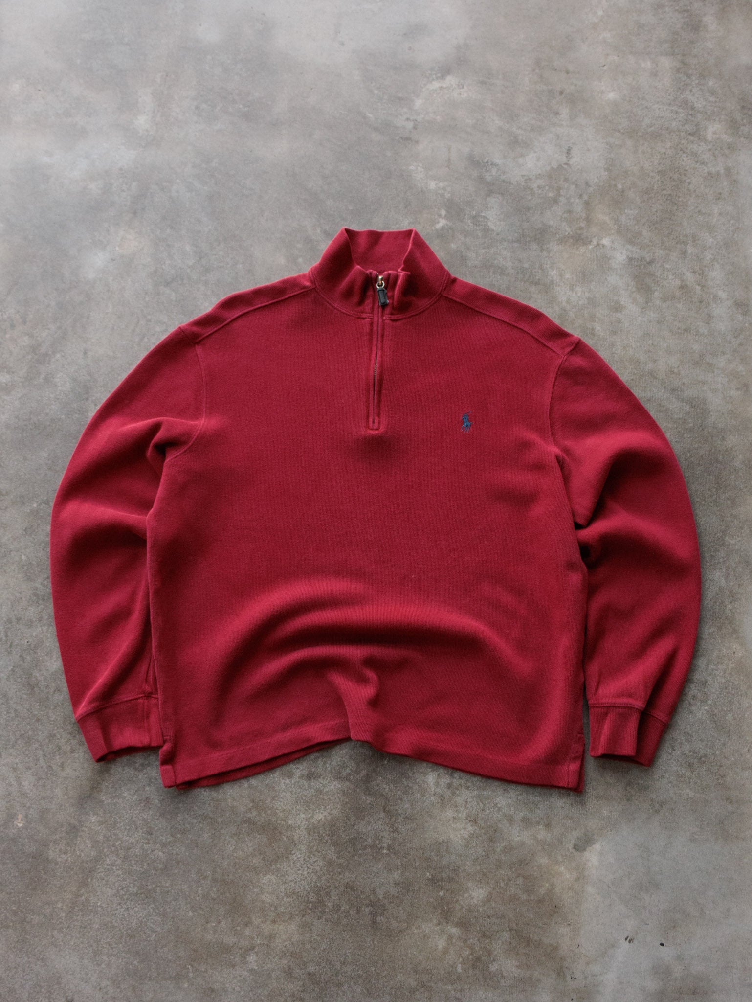 Vintage 90s Red Polo Ralph Lauren Knit Quarter Zip (M)