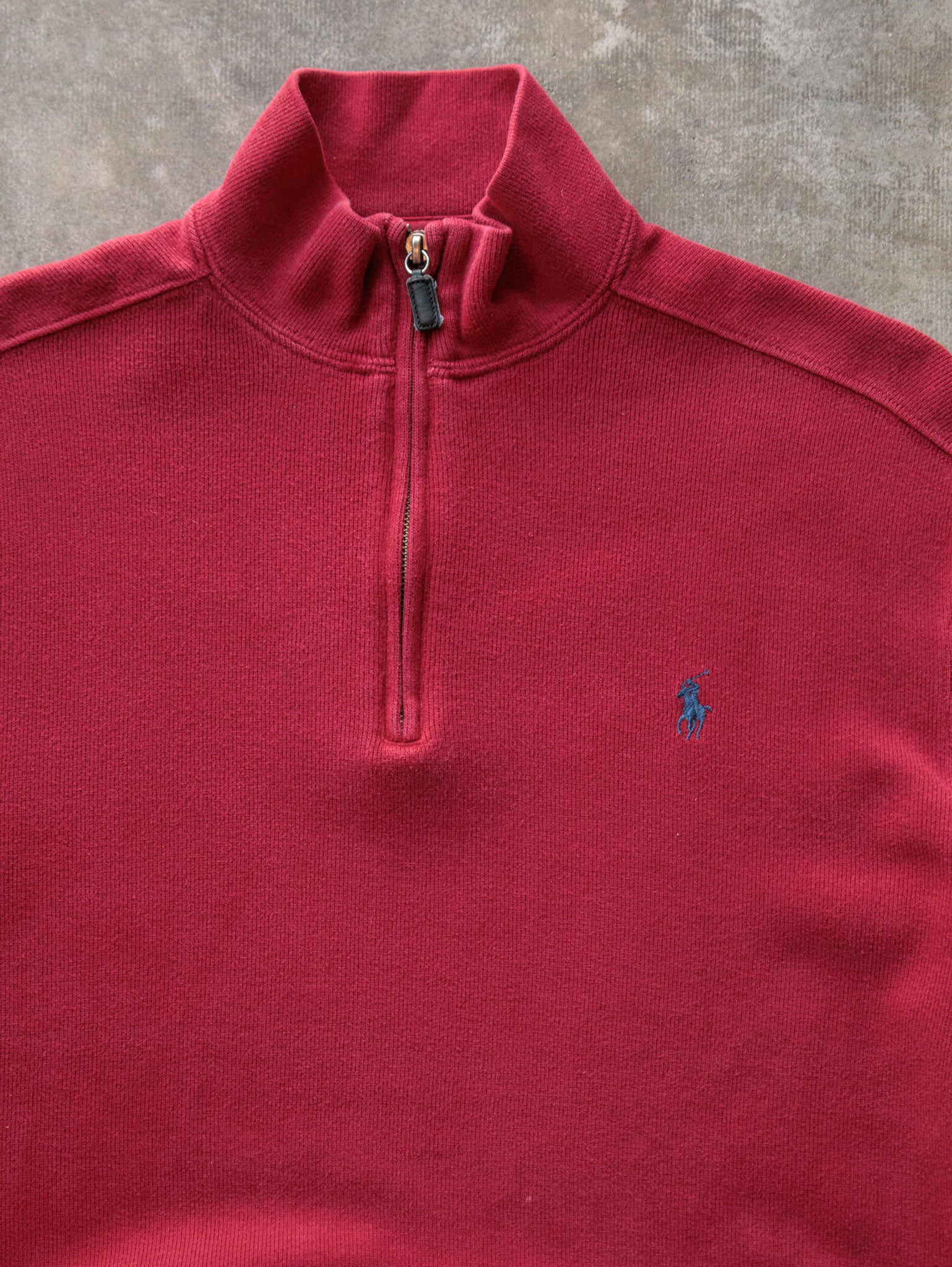 Vintage 90s Red Polo Ralph Lauren Knit Quarter Zip (M)